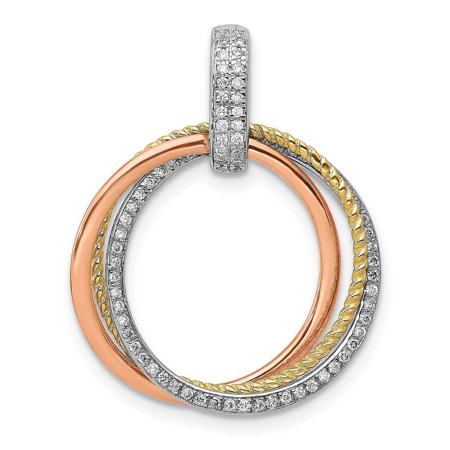 1/6Ct. Diamond Moveable Circles Pendant 14k Tri-color Gold PM4715-016-YWRA, MPN: PM4715-016-YWRA, 8…