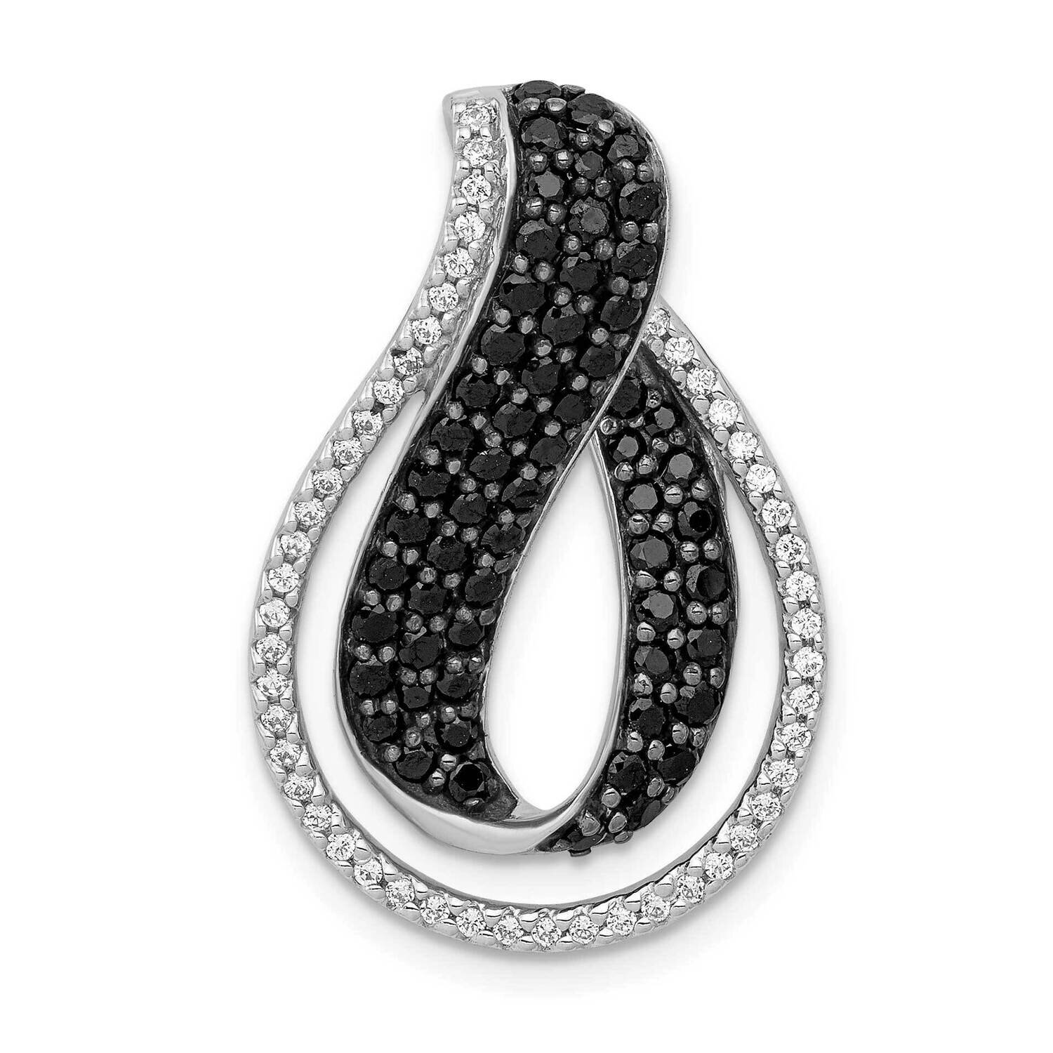 1 1/10Ct. Black &amp; White Diamond Twist Loop Slide 14k White Gold PM4732-BK-110-WA, MPN: PM4732-BK-11…