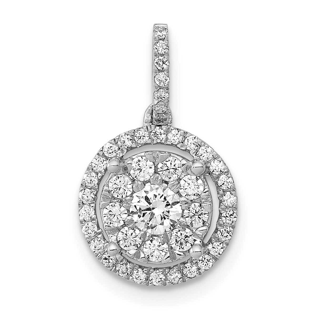 1/2Ct. Diamond Round Halo Cluster Pendant 14k White Gold PM4744-050-WA, MPN: PM4744-050-WA, 8839572…