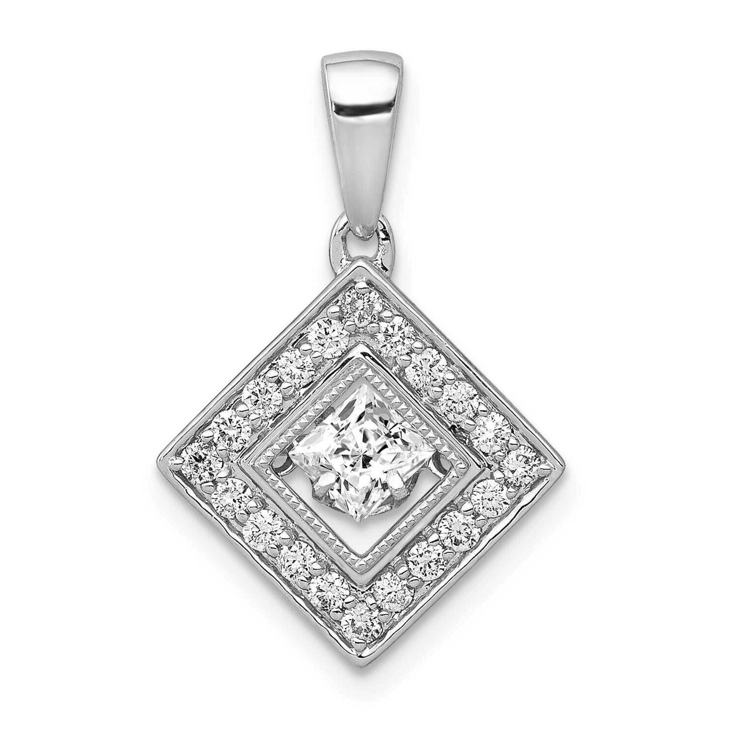 1/2Ct. Vibrant Diamond Tilted Square Pendant 14k White Gold PM4788-050-WA, MPN: PM4788-050-WA, 8839…