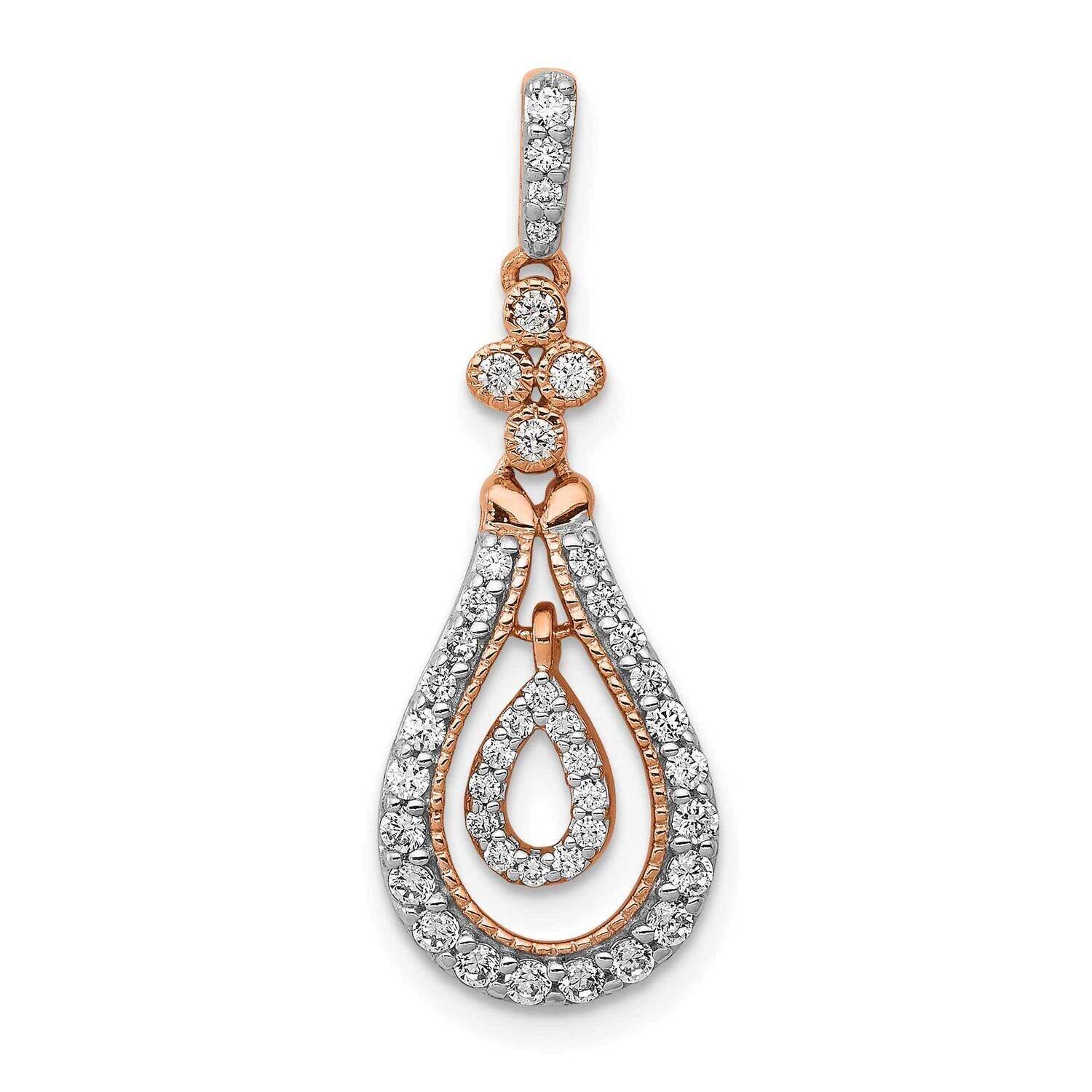 1/3Ct. Diamond Double Teardrop Dangle Pendant 14k Rose Gold PM4792-033-RA, MPN: PM4792-033-RA, 8839…