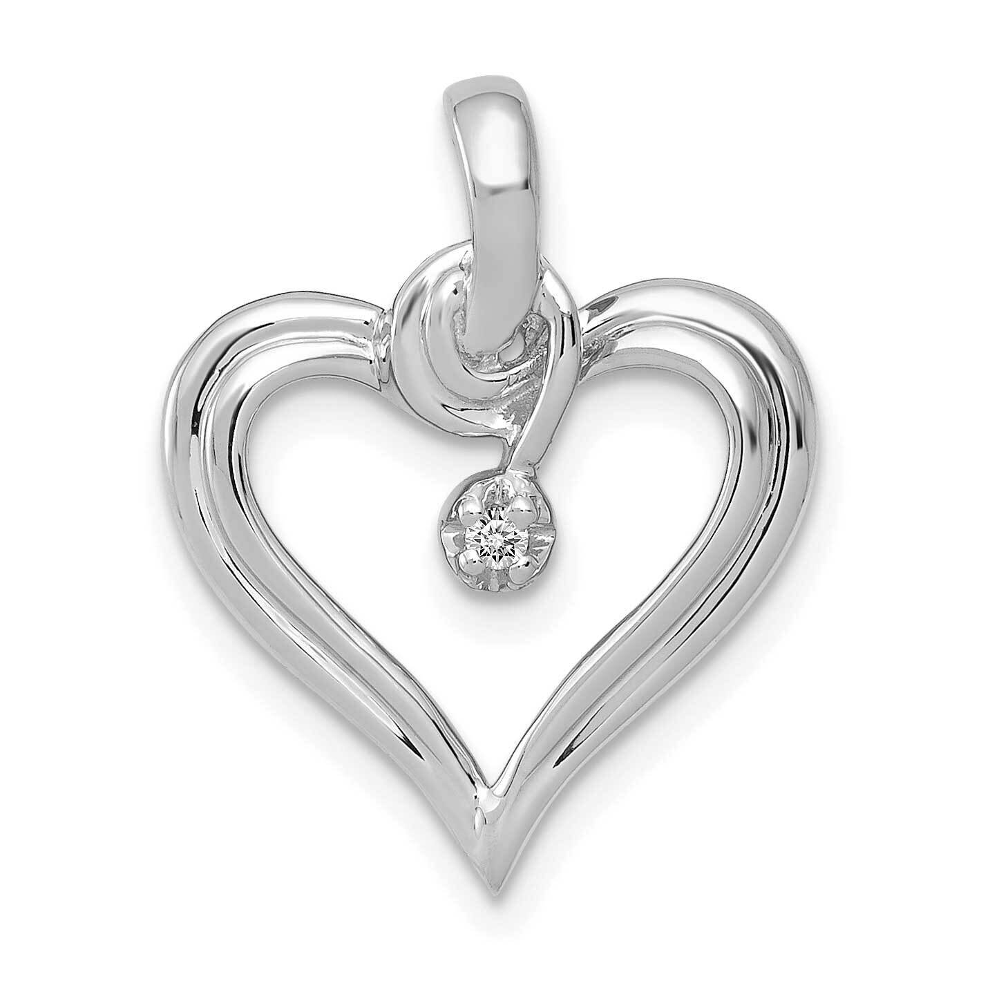Aa .01Ct. Diamond Heart Pendant 14k White Gold PM4824-001-WA, MPN: PM4824-001-WA, 883957113418