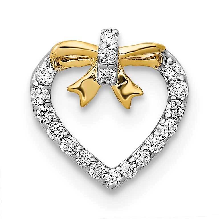 Polished 1/10Ct. Diamond Heart with Bow Chain Slide 14k Gold PM4858-010-YA, MPN: PM4858-010-YA, 883…