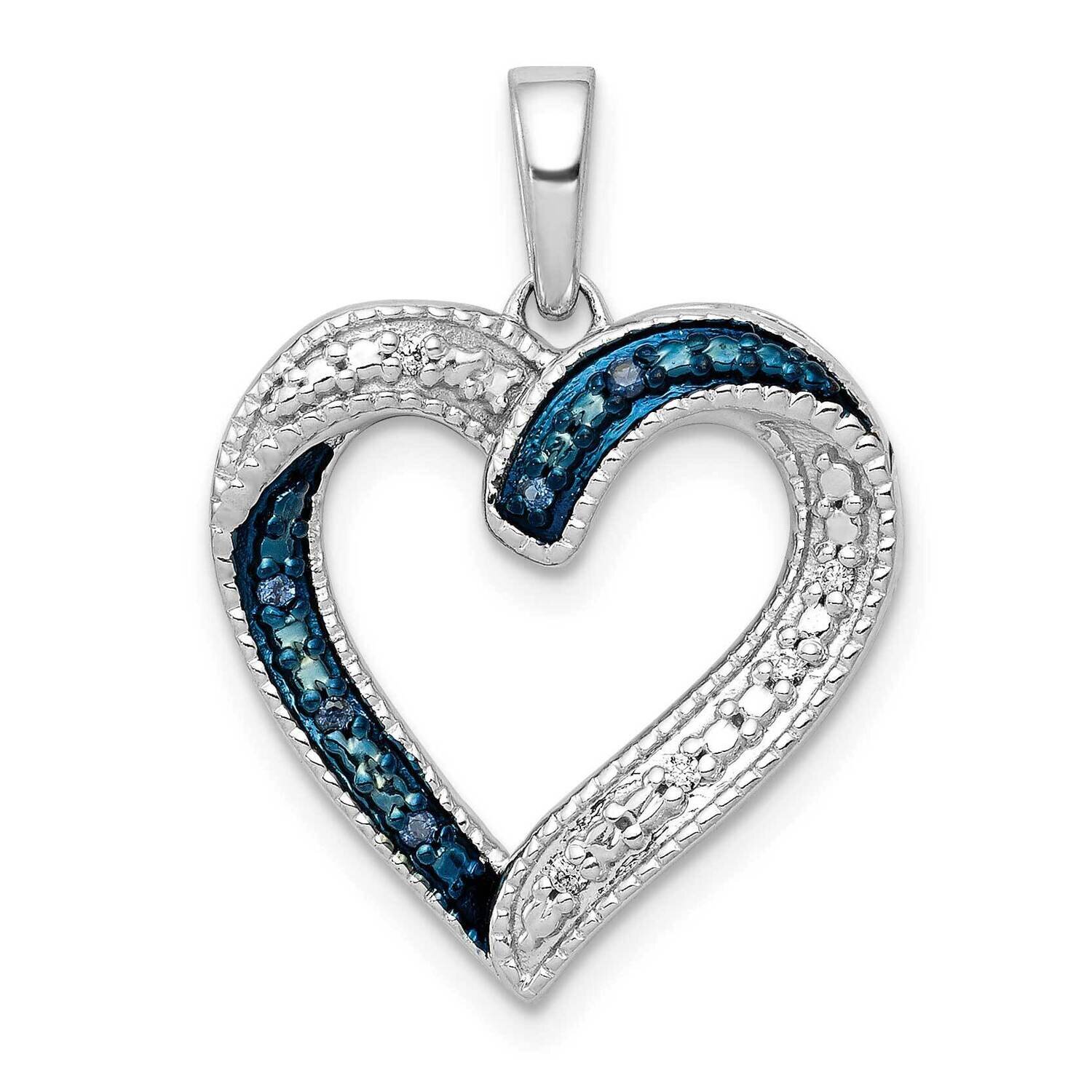 1/20Ct. Blue &amp; White Diamond Heart Pendant 14k White Gold PM4890-005-WA, MPN: PM4890-005-WA, 843642…