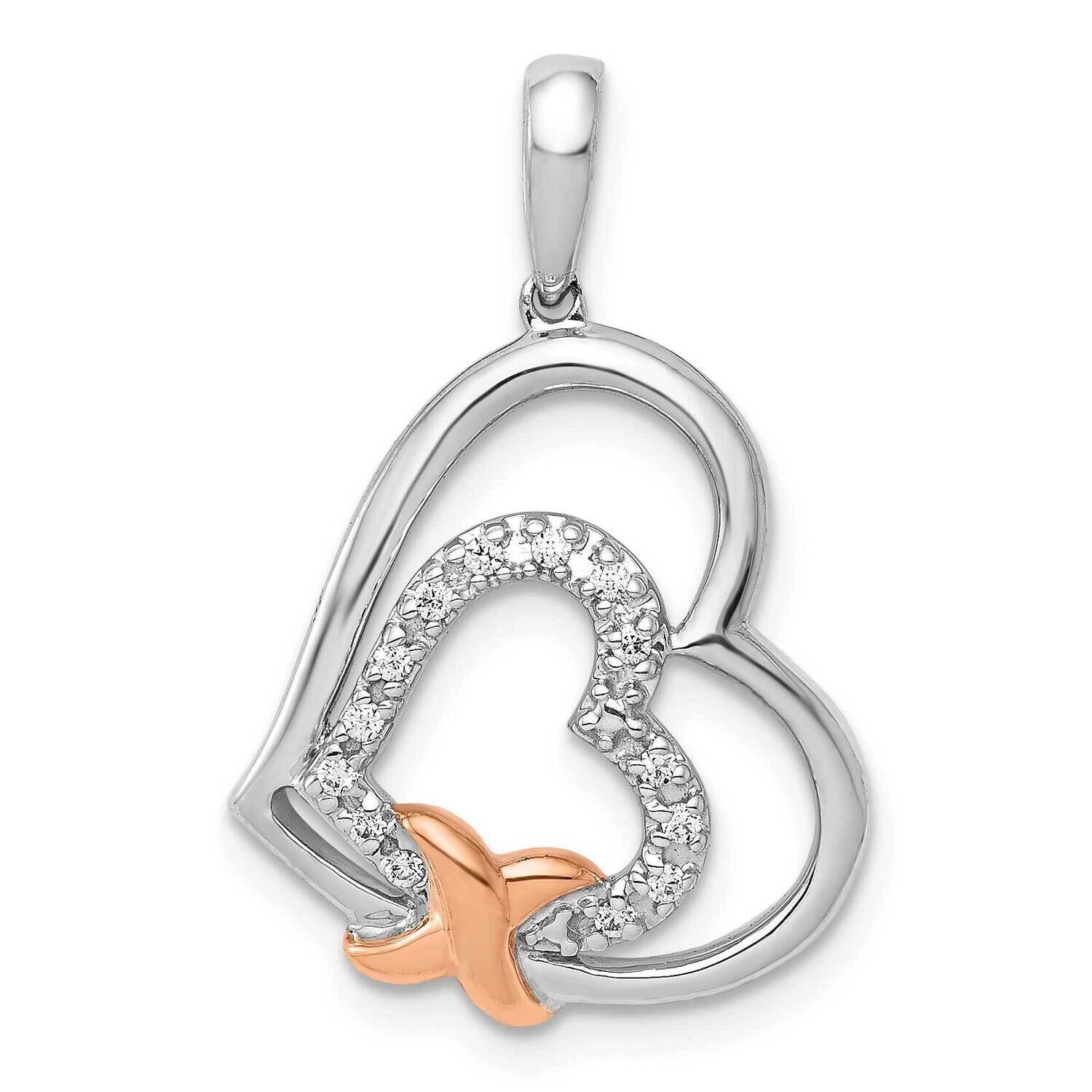 Rose Gold 1/15Ct. Diamond Entwined Hearts Pendant 14k White Gold PM4897-008-WA, MPN: PM4897-008-WA,…