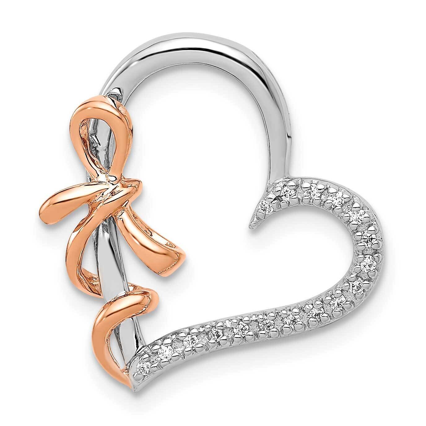 Rose Gold Diamond Polished Heart with Bow Chain Slide 14k White Gold PM4898-005-WRA, MPN: PM4898-00…