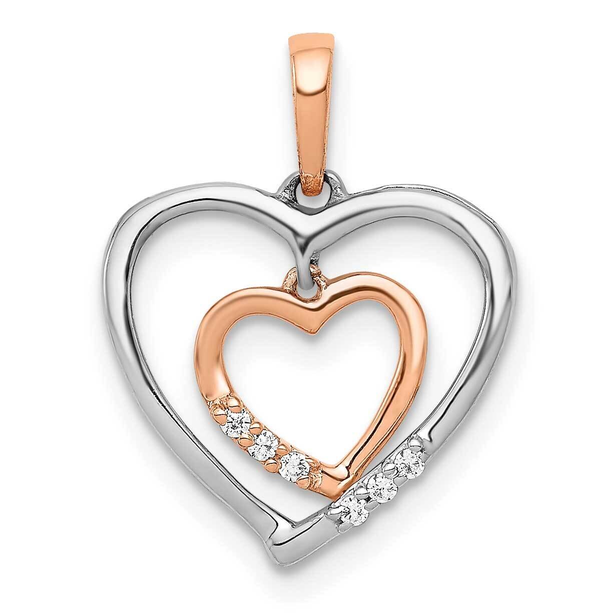 14Kt White with Rose Gold Heart Charm Diamond Heart Pendant PM4903-003-WRA, MPN: PM4903-003-WRA, 88…