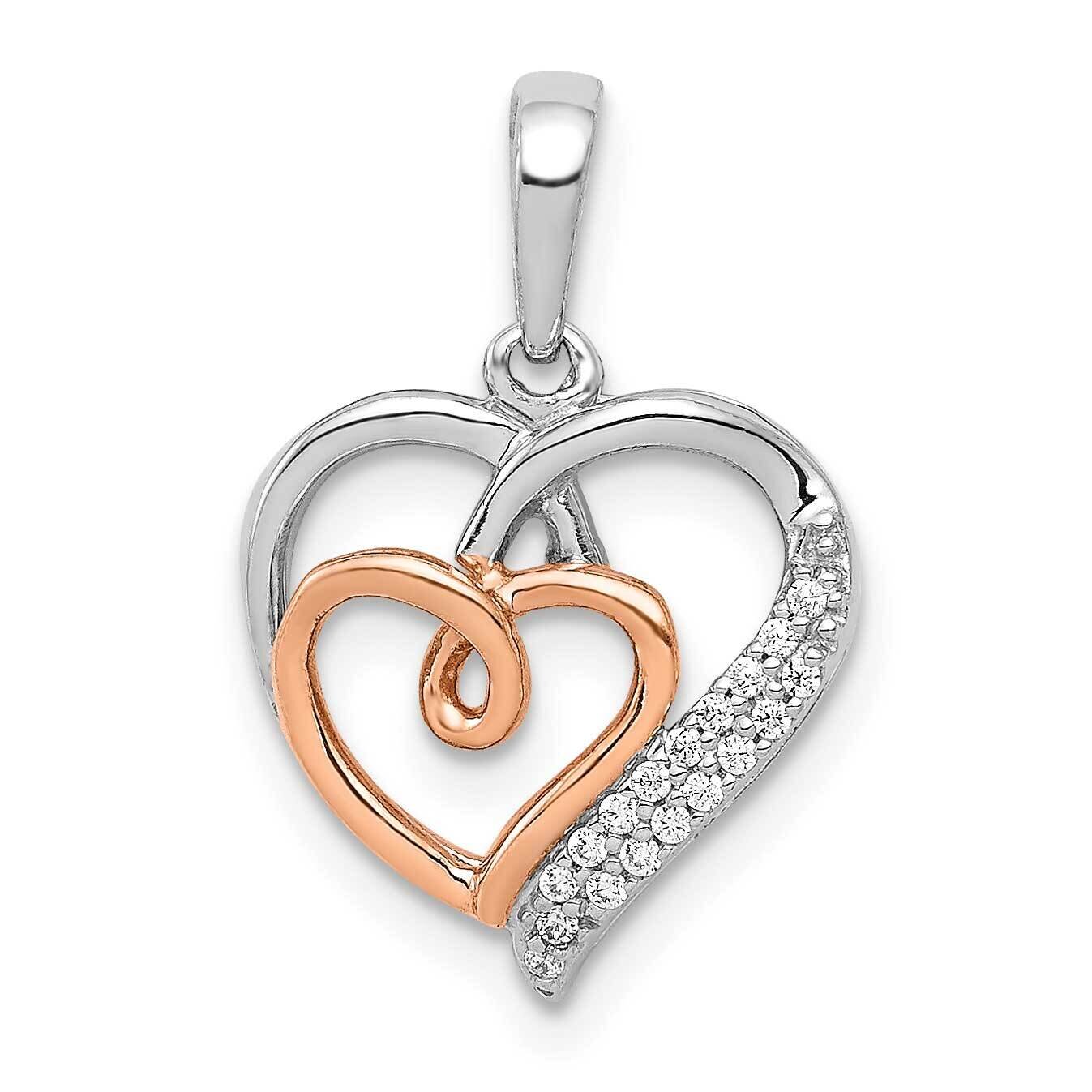 Rose Gold 1/20Ct. Diamond Double Hearts Pendant 14k White Gold PM4904-005-WRA, MPN: PM4904-005-WRA,…