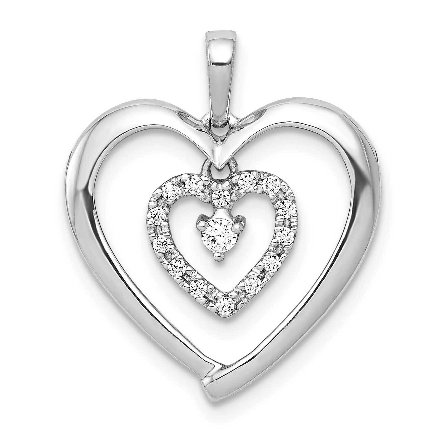 1/10Ct. Diamond Heart Dangle Pendant 14k White Gold PM4918-010-WA, MPN: PM4918-010-WA, 883957512747