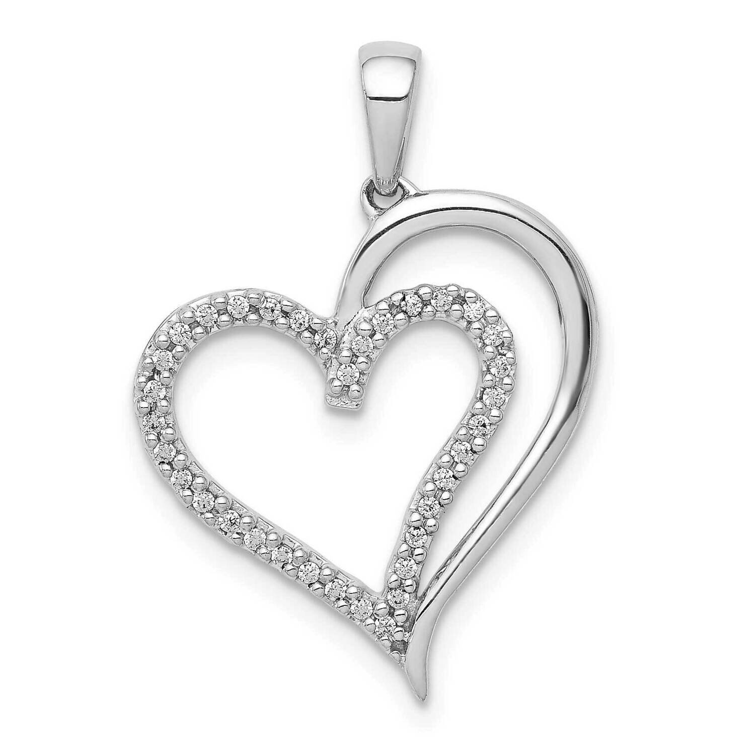1/10Ct. Diamond Heart Pendant 14k White Gold PM4921-010-WA