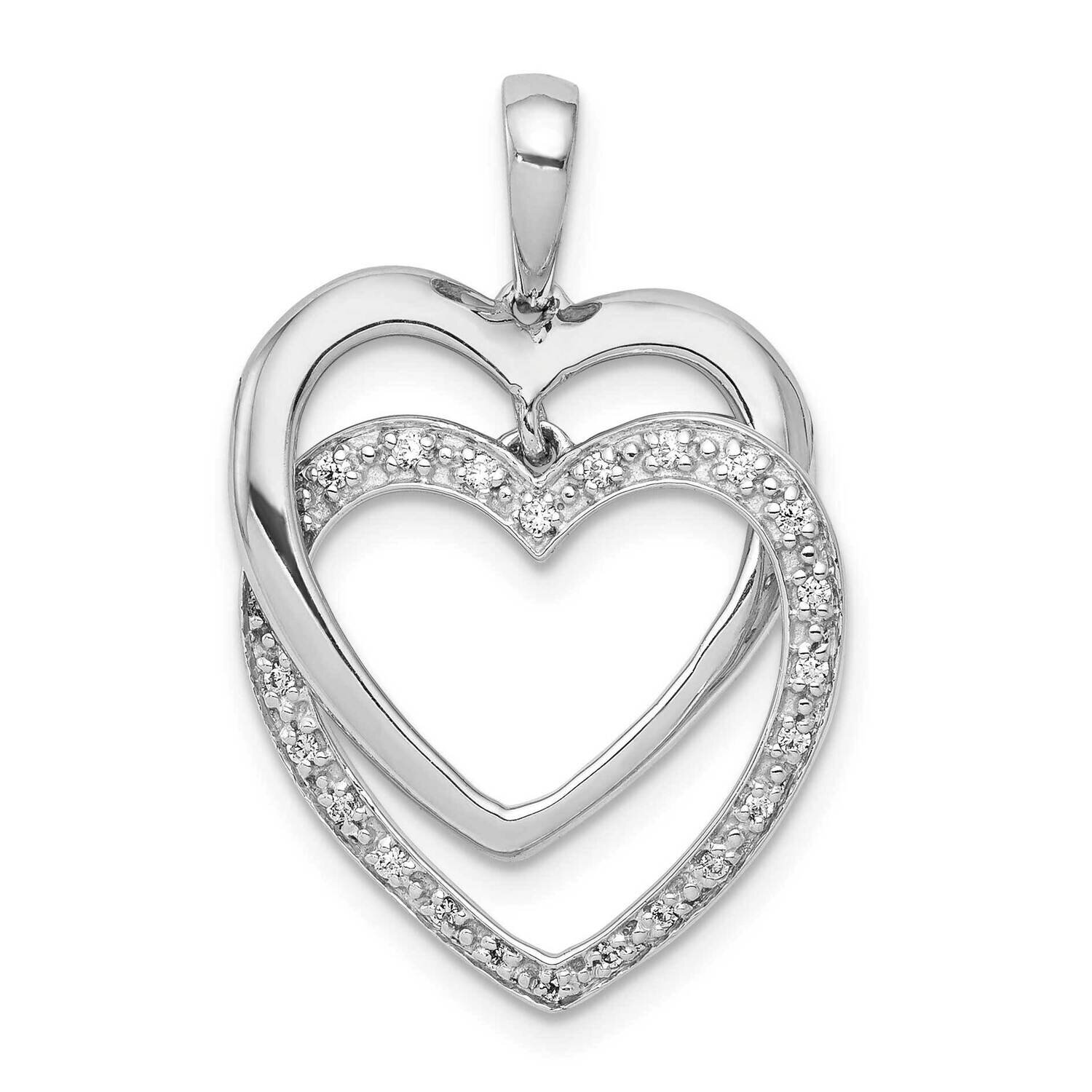 1/10Ct. Diamond Double Heart Pendant 14k White Gold PM4923-010-WA, MPN: PM4923-010-WA, 883957302553