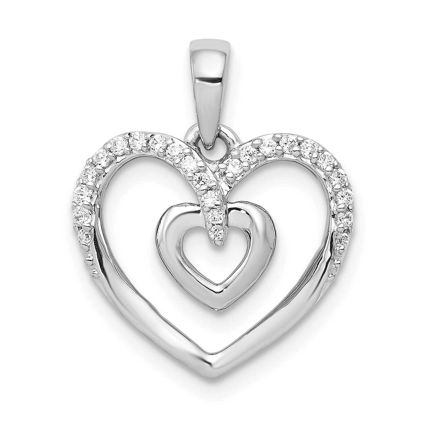1/10Ct. Diamond Double Heart Pendant 14k White Gold PM4924-010-WA