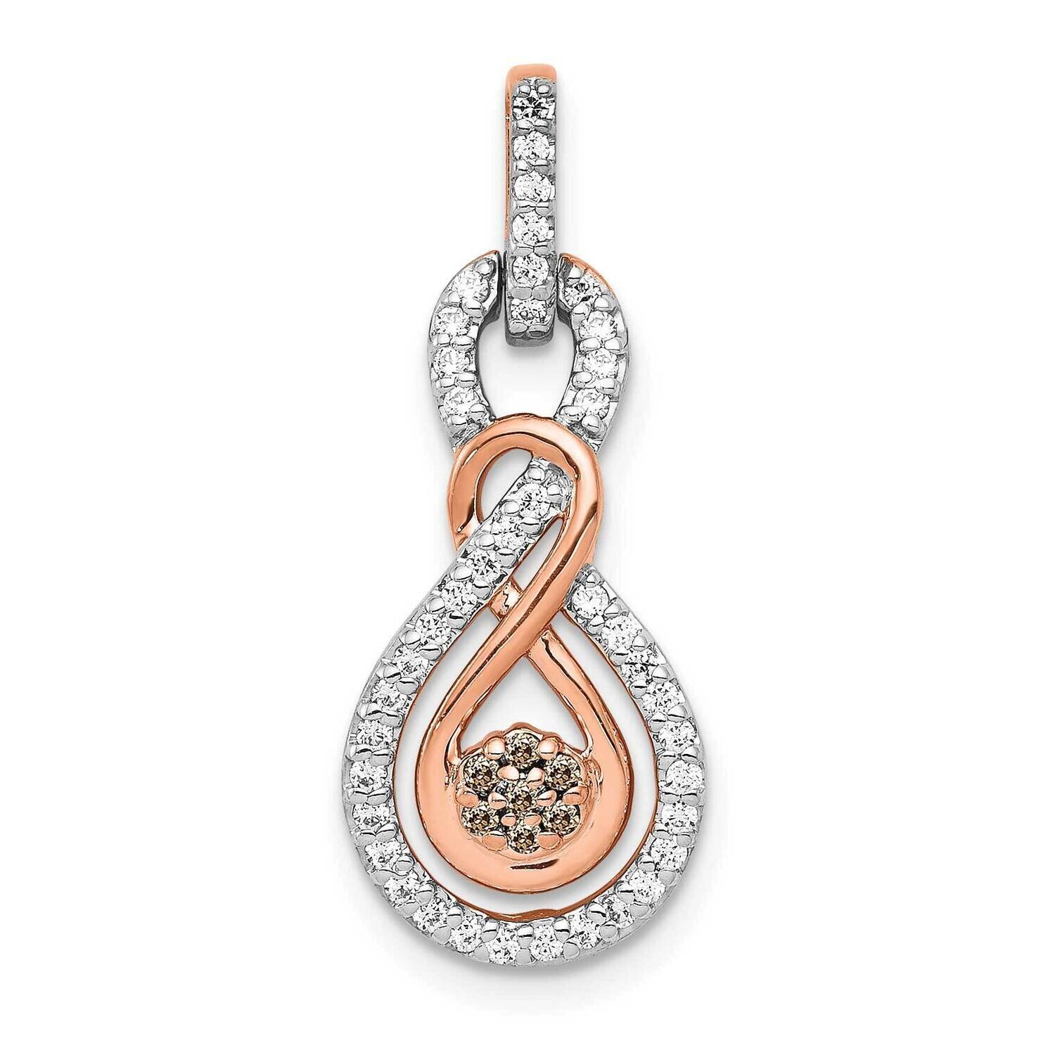 Champagne &amp; White Diamond Double Infinity Chain Slide 14k Rose Gold PM4932-025-RA, MPN: PM4932-025-…