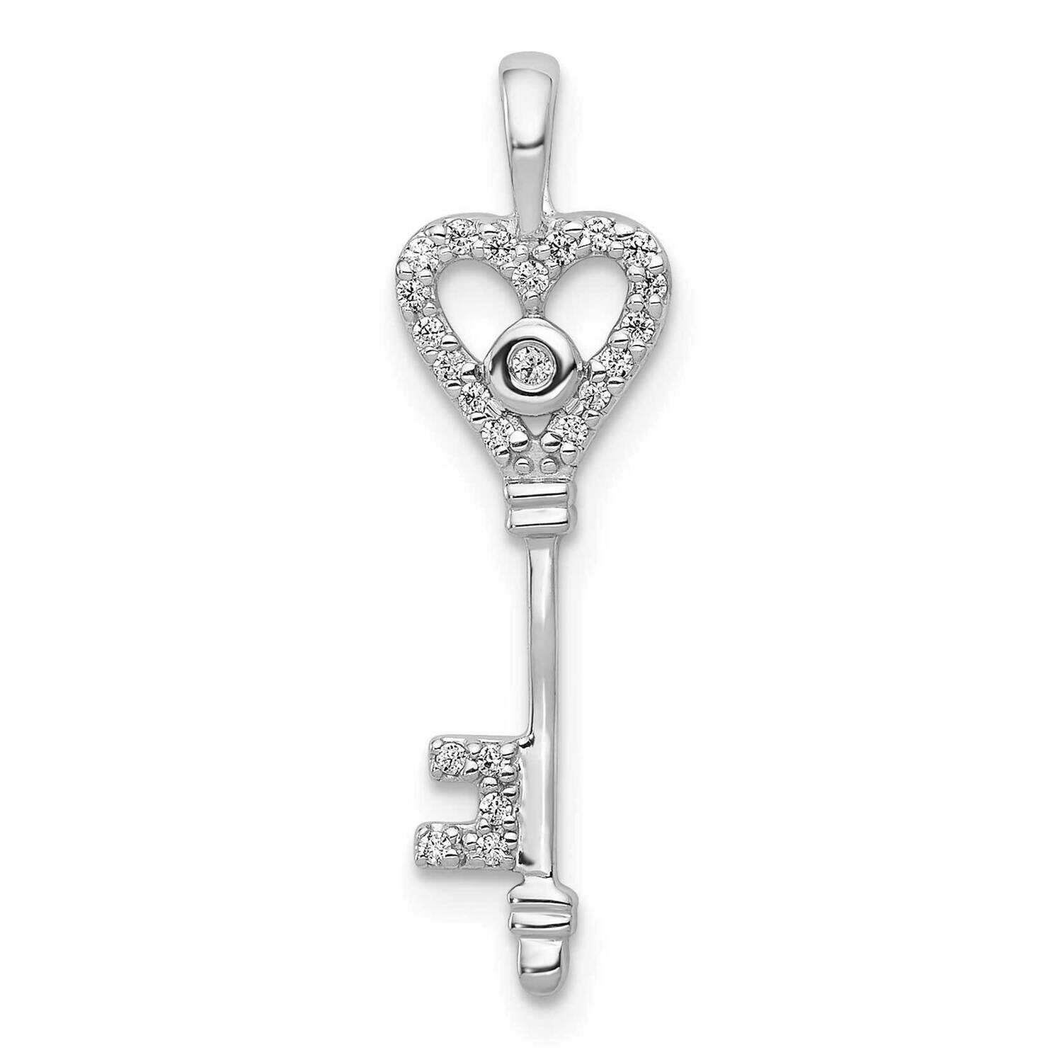 1/10Ct. Diamond Heart Key Pendant 14k White Gold PM4942-010-WA
