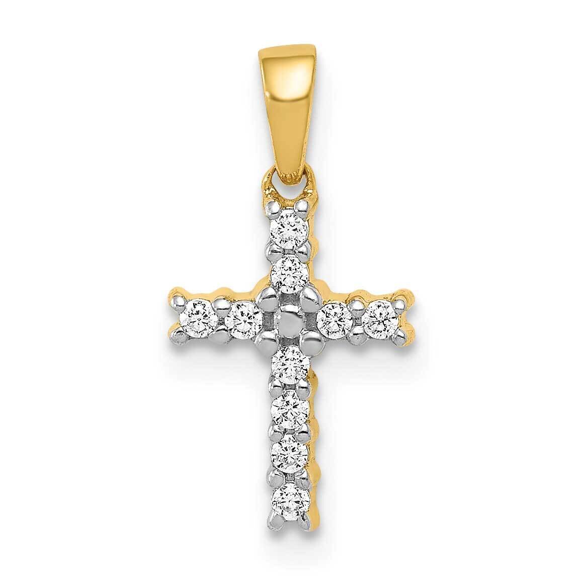 1/10Ct. Diamond Latin Cross Pendant 14k Gold & Rhodium PM4956-010-YA