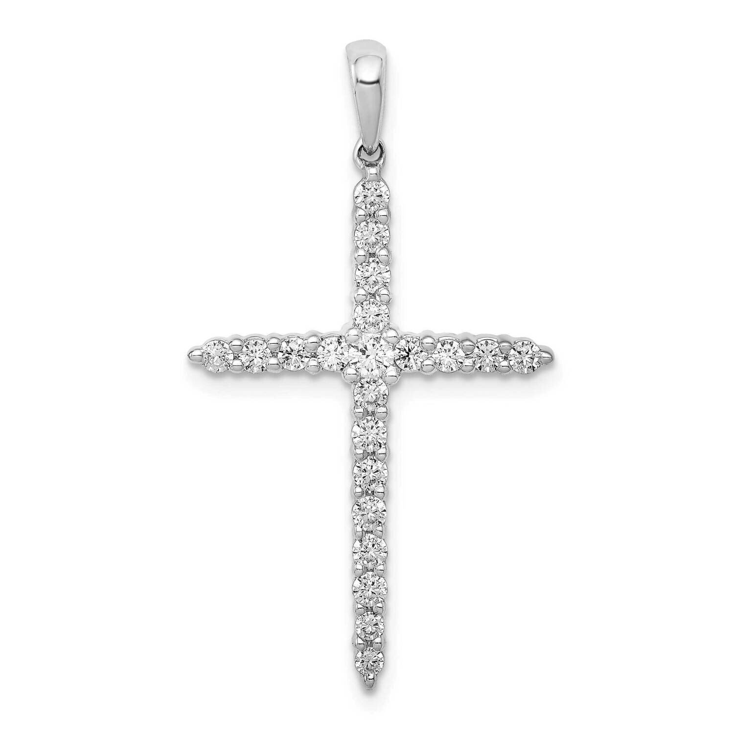 Polished 1/2Ct. Diamond Cross Pendant 14k White Gold PM4960-050-WA, MPN: PM4960-050-WA, 883957706085