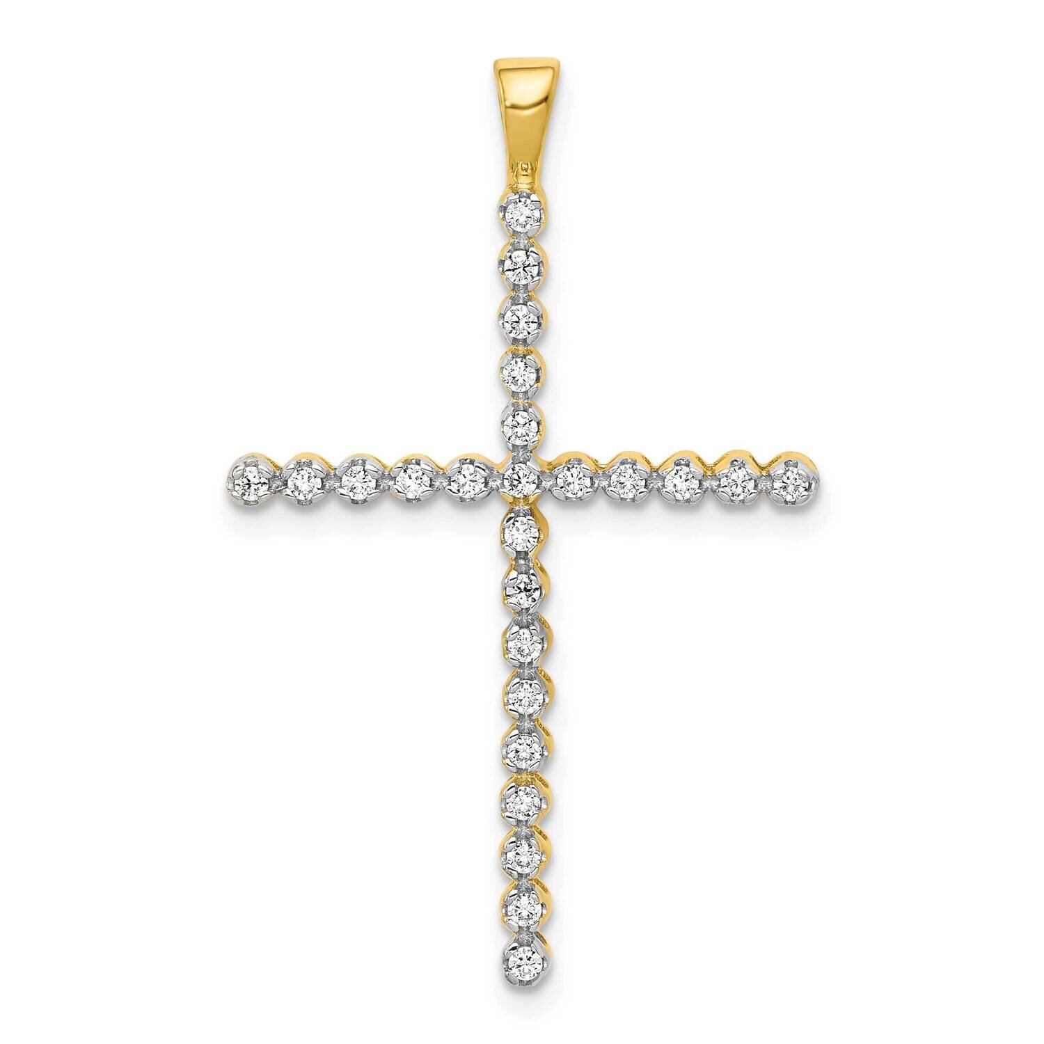 1/4Ct. Diamond Cross Pendant 14k Gold &amp; Rhodium PM4961-025-YWA, MPN: PM4961-025-YWA, 883957302935