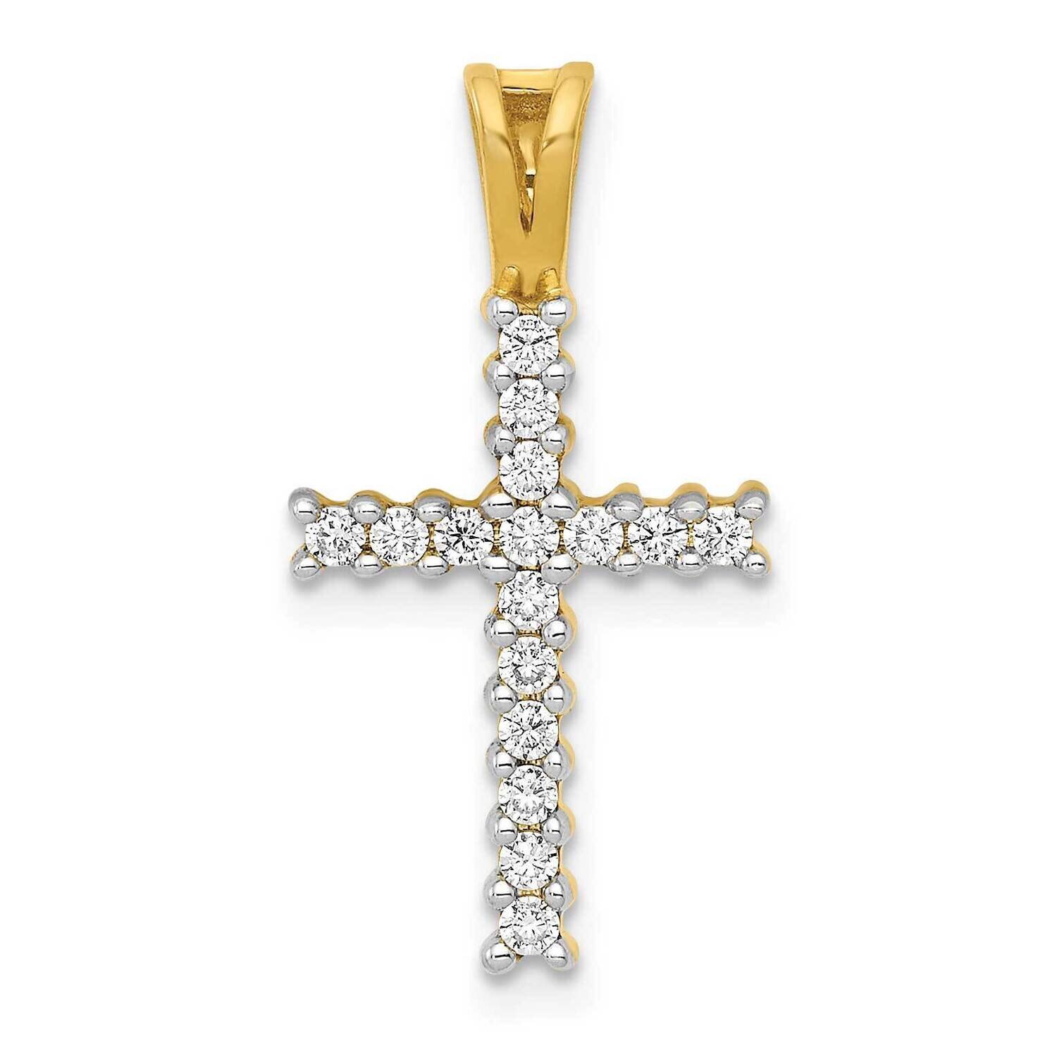 Diamond Latin Cross Pendant 14k Gold &amp; Rhodium PM4973-025-YA, MPN: PM4973-025-YA, 883957756486