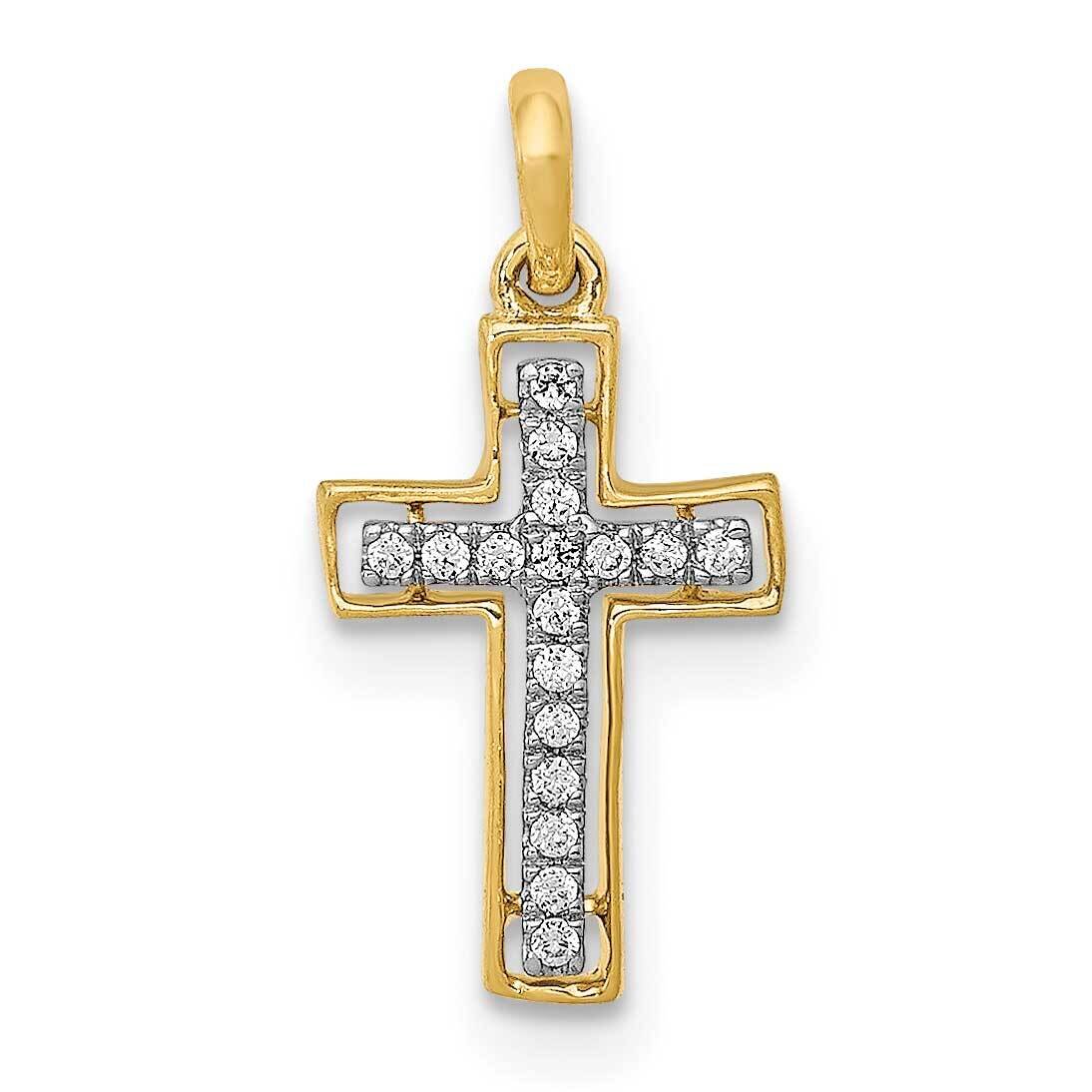 1/20Ct. Diamond Cross Pendant 14k Gold &amp; Rhodium PM4981-005-YA, MPN: PM4981-005-YA, 883957303215