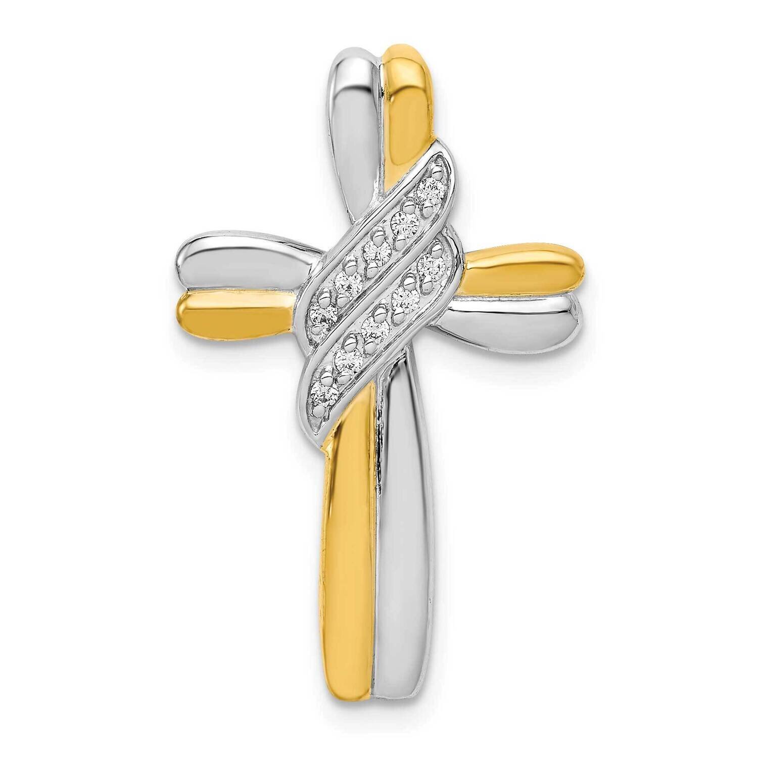 Rhodium Accents Cross Pendant 14k Gold Diamond PM4991-005-YWA, MPN: PM4991-005-YWA, 191101079726