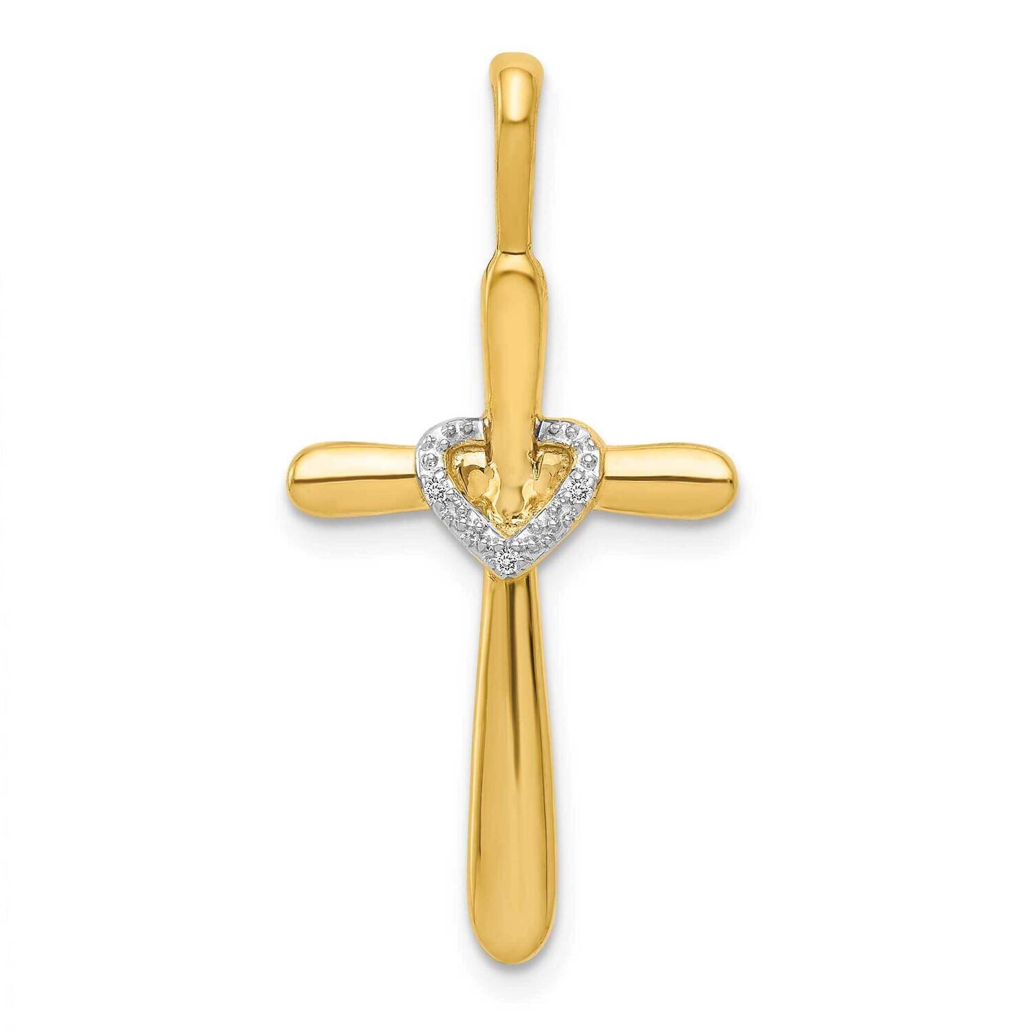 Cross with Heart Pendant 14k Gold Diamond PM4992-010-YA, MPN: PM4992-010-YA, 883957303284