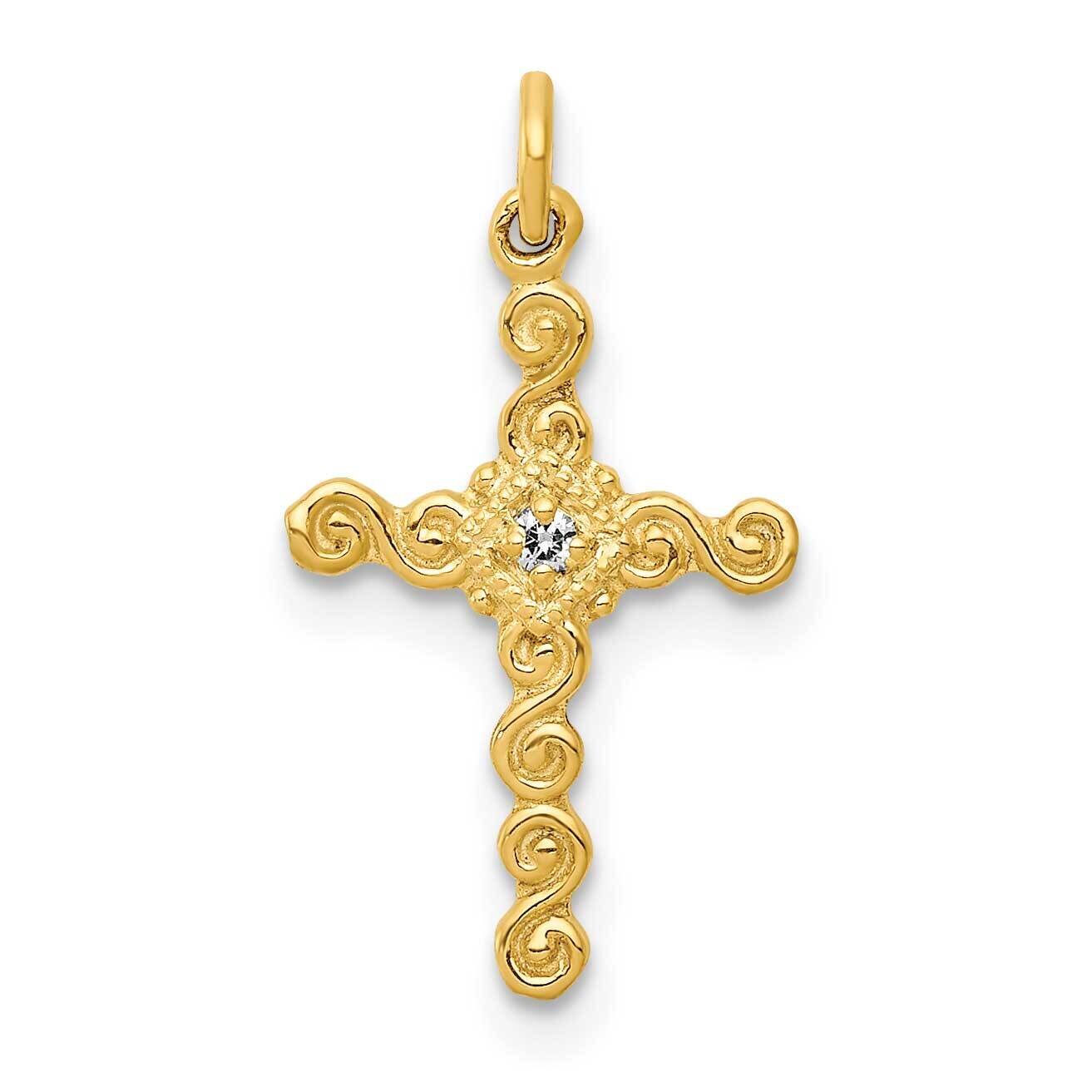 Small .01Ct. Diamond Cross Charm 14k Gold PM5027-001-YA, MPN: PM5027-001-YA, 191101543081