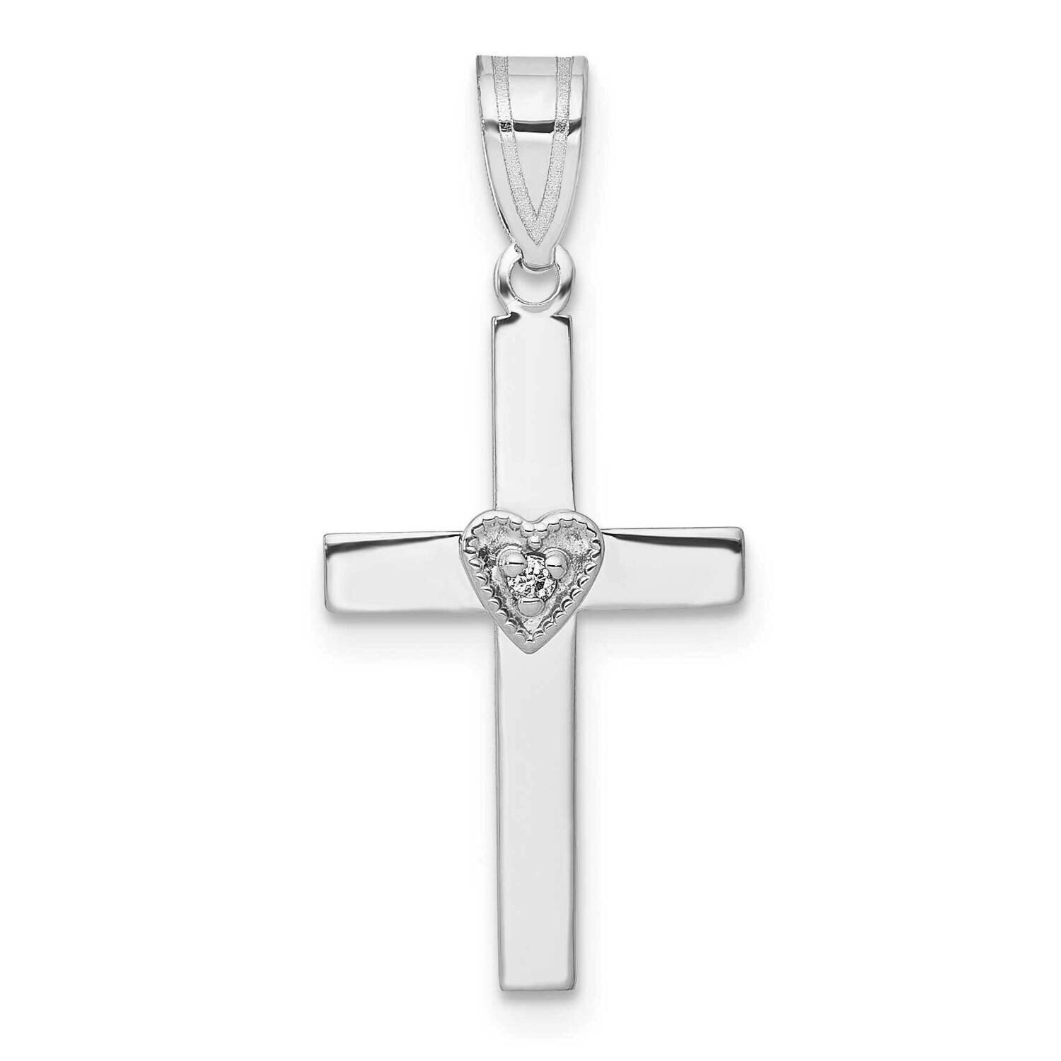 .01Ct Diamond Heart Cross Pendant 14k White Gold PM5038-001-WA, MPN: PM5038-001-WA, 883957451541