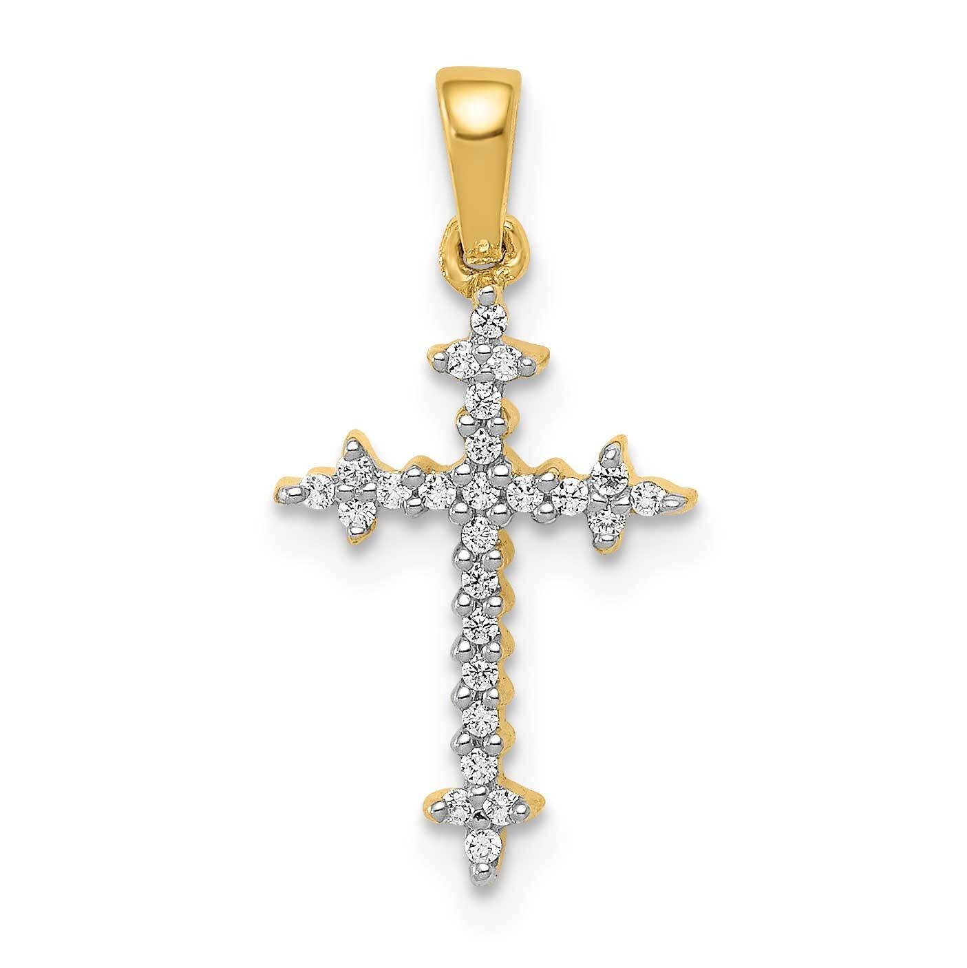 Diamond Fleur De Lis Cross Pendant 14k Gold &amp; Rhodium PM5075-010-YA, MPN: PM5075-010-YA, 8839577084…
