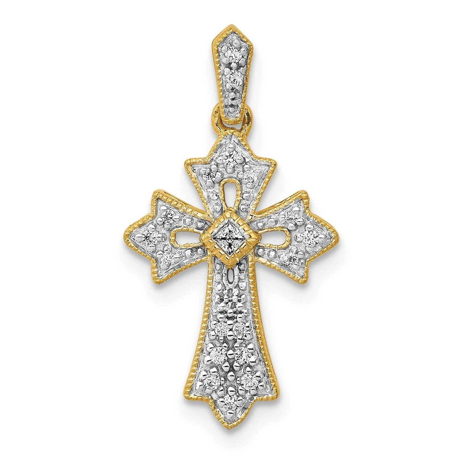 1/10Ct. Diamond Fancy Cross Pendant 14k Gold PM5088-010-YA