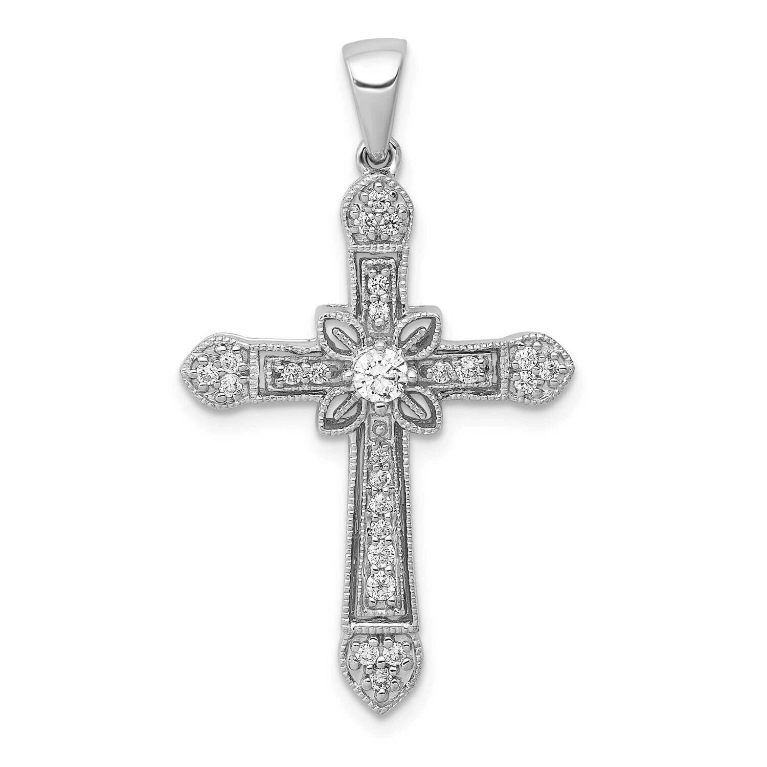 1/3Ct. Diamond Filigree Cross Pendant 14k White Gold PM5090-033-WA, MPN: PM5090-033-WA, 883957305479