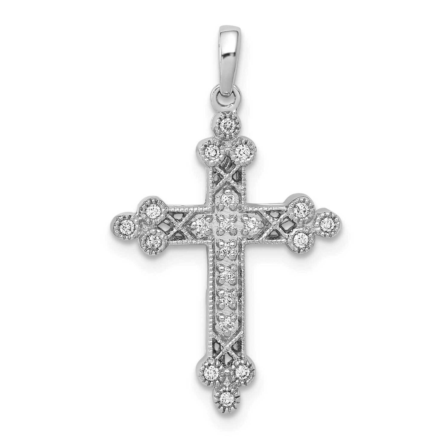 1/10Ct. Diamond Filigree Budded Cross Pendant 14k White Gold PM5092-010-WA, MPN: PM5092-010-WA, 883…