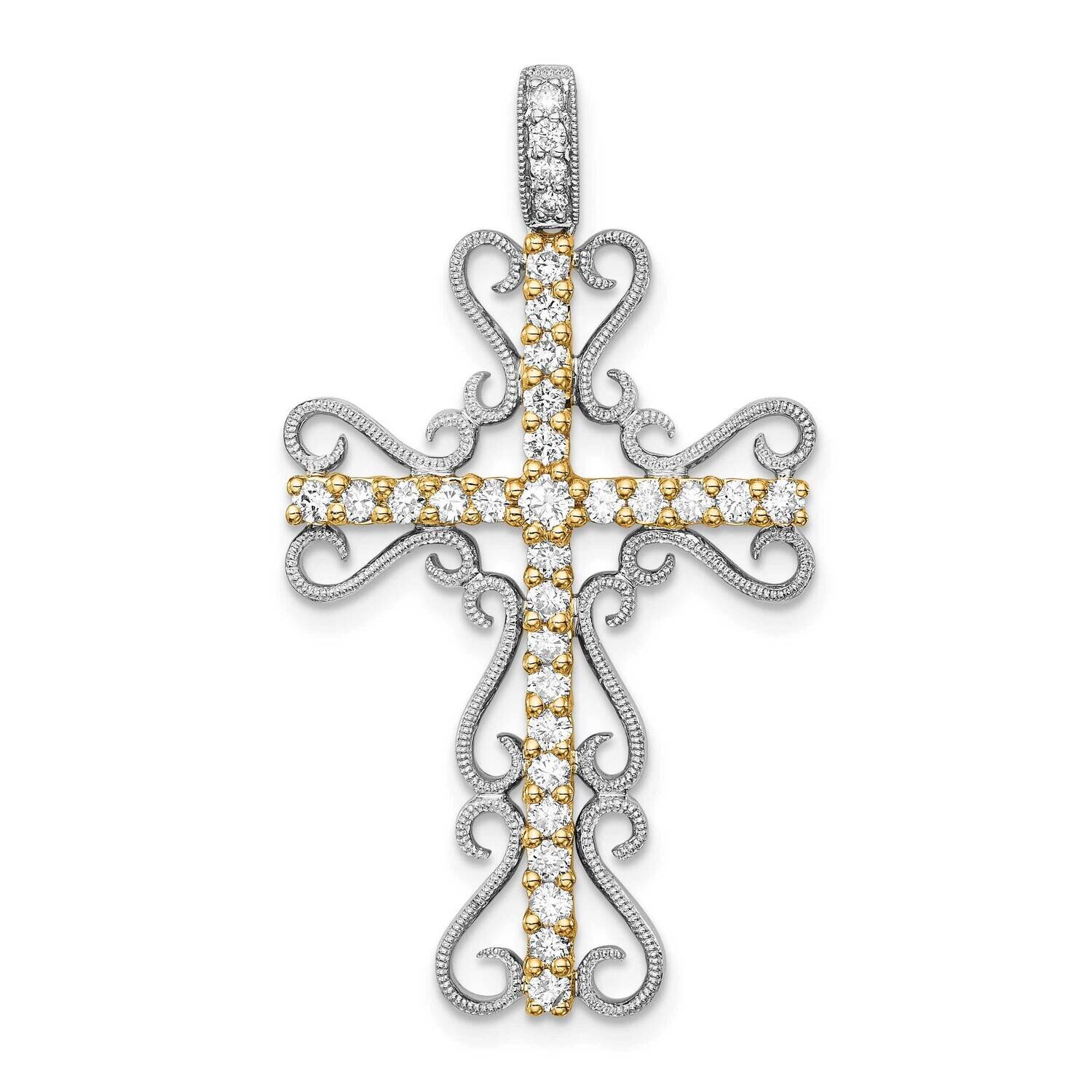 5/8Ct. Diamond Filigree Cross Pendant 14k Two-Tone Gold PM5093-062-WYA, MPN: PM5093-062-WYA, 883957…