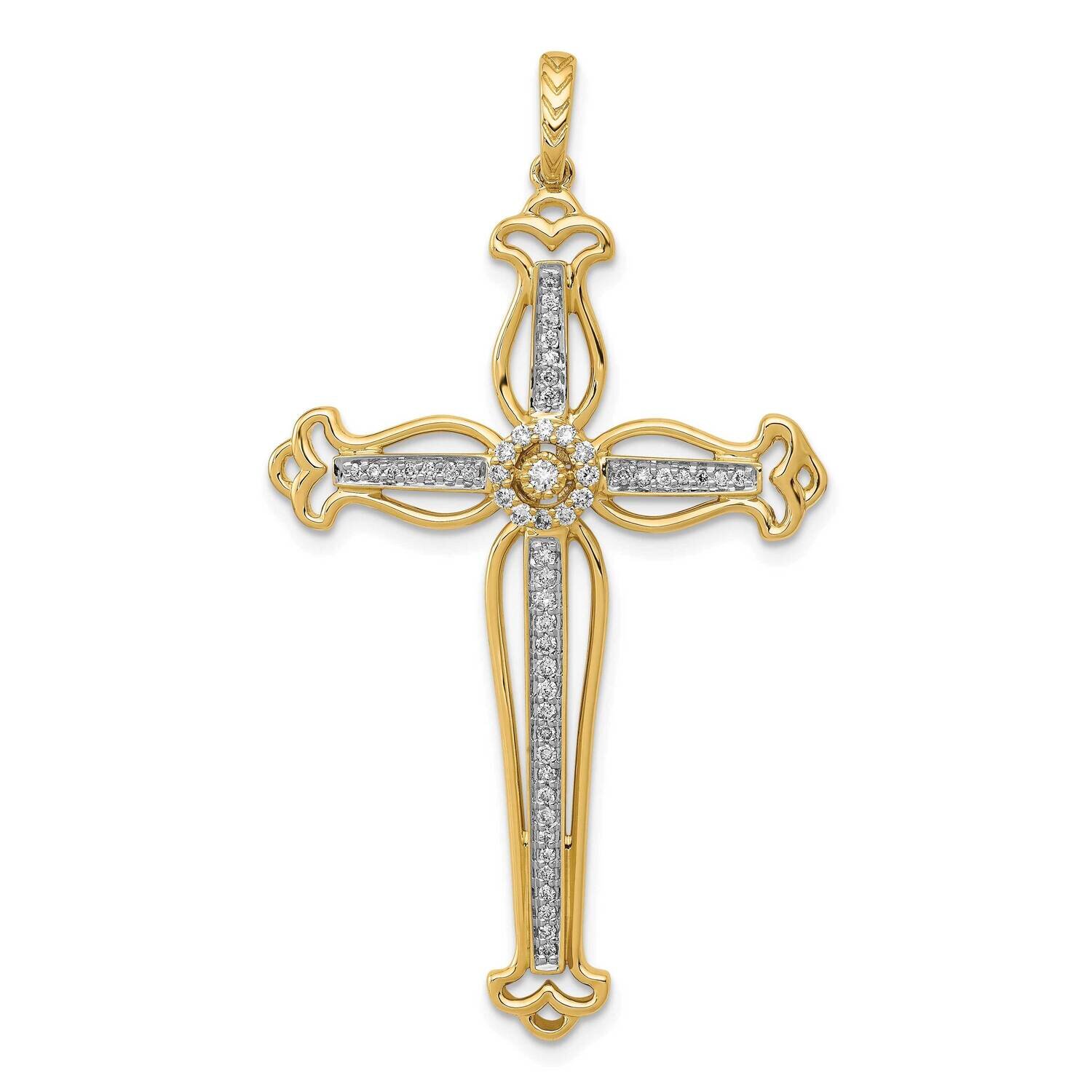1/4Ct. Diamond Fancy Budded Cross Pendant 14k Gold PM5101-025-YWA, MPN: PM5101-025-YWA, 883957420943