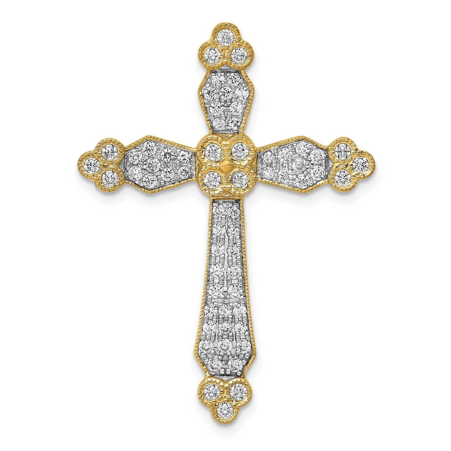3/4Ct. Diamond Budded Cross Chain Slide 14k Gold PM5112-075-YA, MPN: PM5112-075-YA, 883957514550