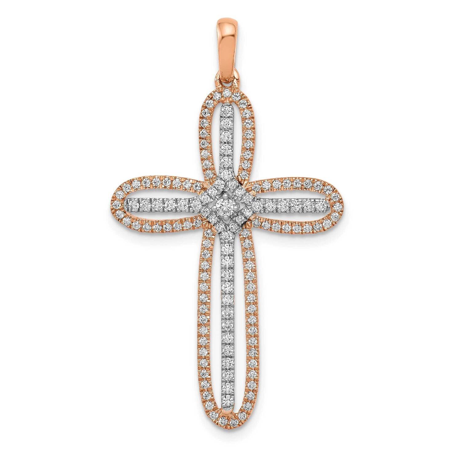 Rose Gold Cross Diamond Pendant 14k White Gold PM5117-050-WRA, MPN: PM5117-050-WRA, 883957306247