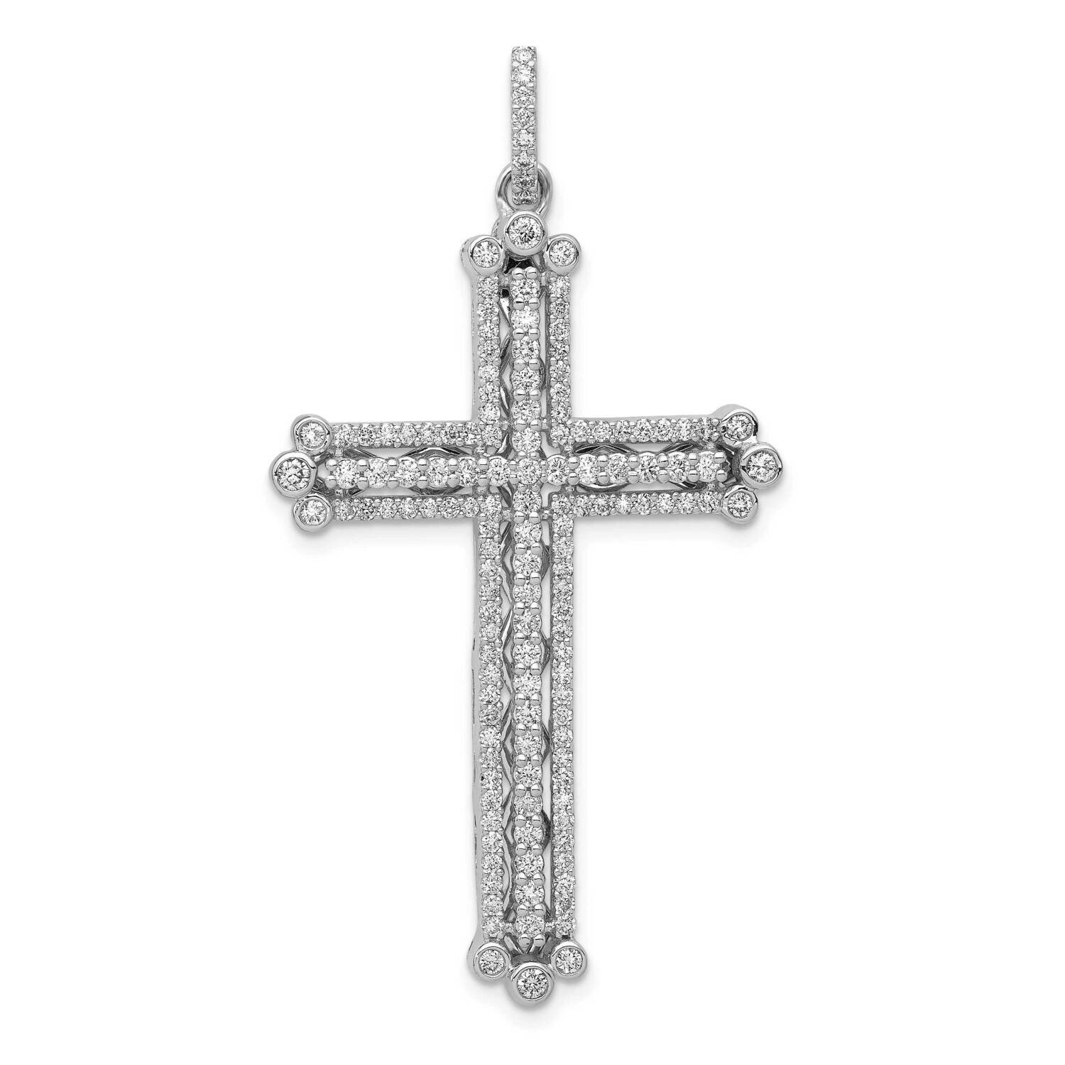 1Ct. Diamond Budded Cross Pendant 14k White Gold PM5127-100-WA, MPN: PM5127-100-WA, 883957298825