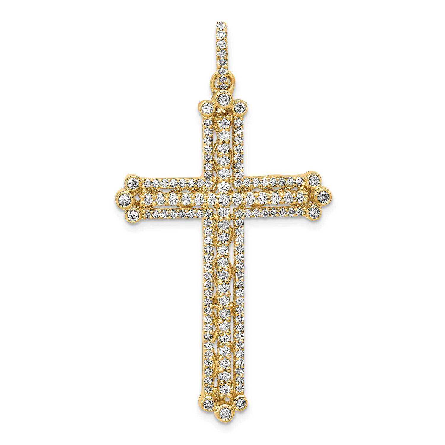 Budded Cross Pendant 14k Gold Diamond PM5127-100-YA, MPN: PM5127-100-YA, 883957213880