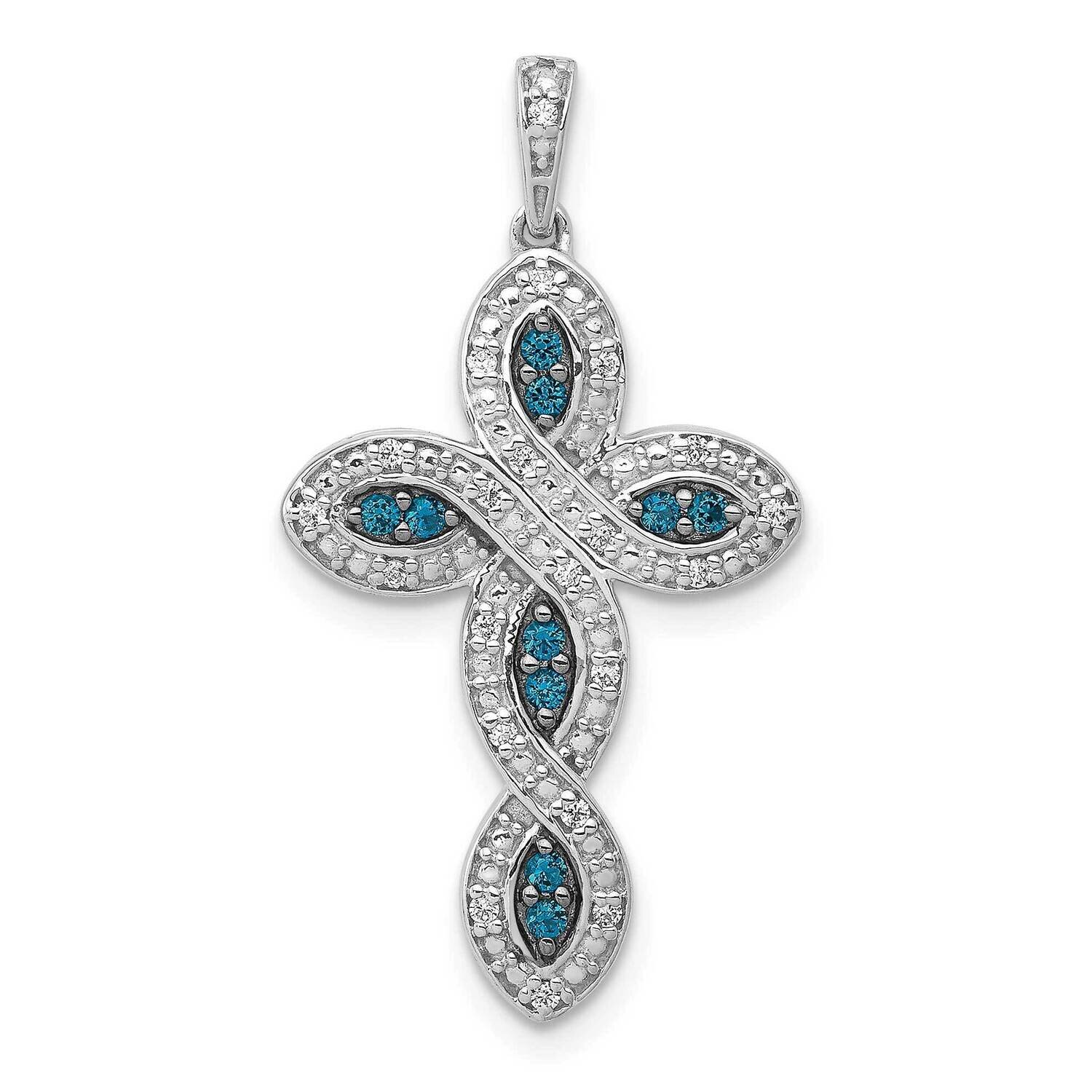 White &amp; Blue Diamond Cross Pendant 14k White Gold PM5130-BD-020-WA, MPN: PM5130-BD-020-WA, 88395727…