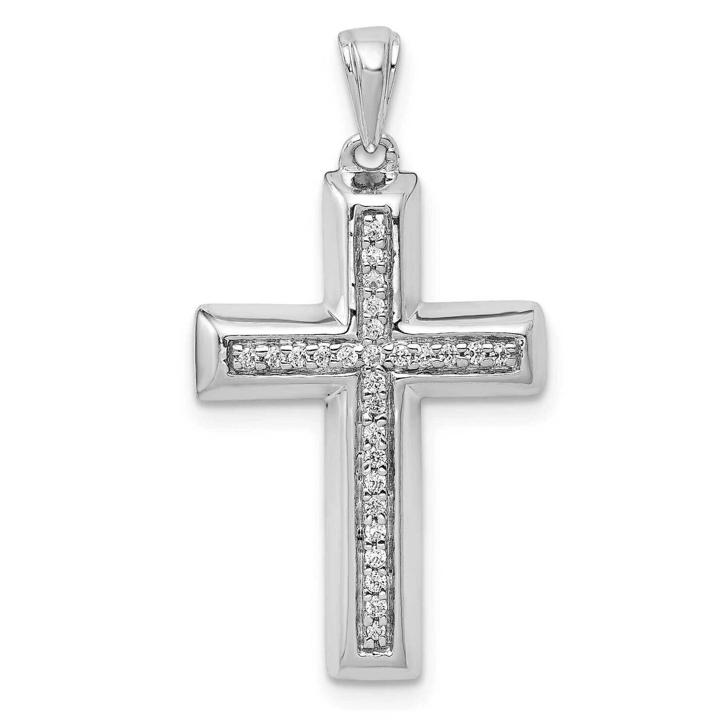 Large 1/10Ct. Diamond Cross Pendant 14k White Gold PM5139-010-WA