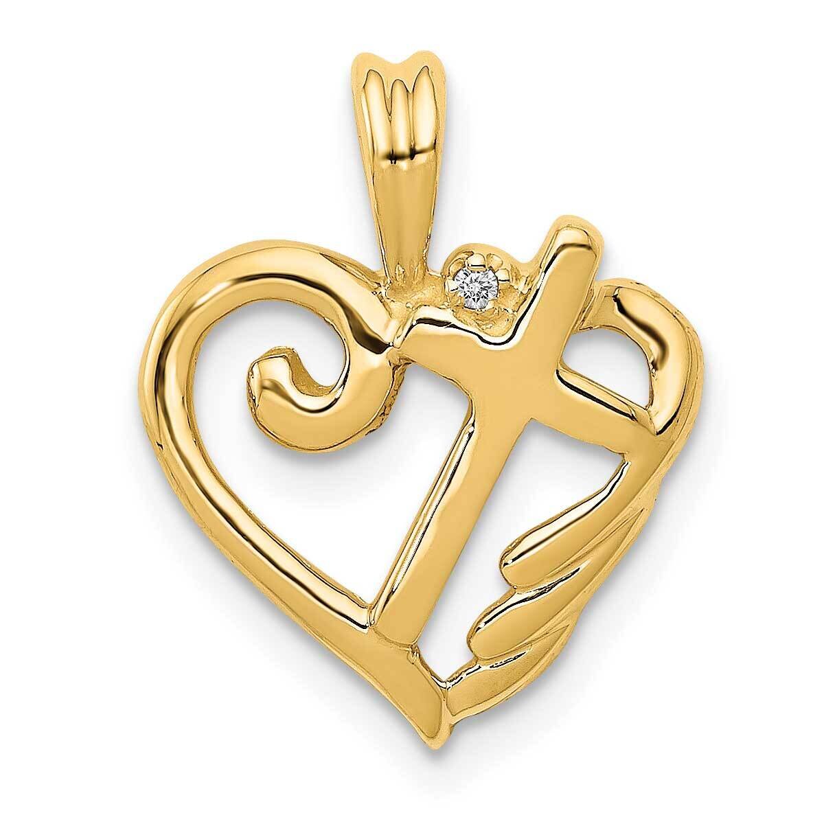 Heart with Cross Pendant 14k Gold AA Diamond PM5142-001-YA
