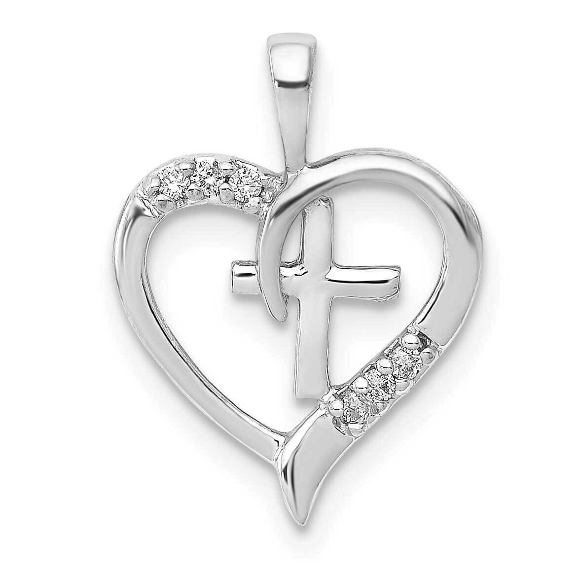 Aa Diamond Heart & Cross Pendant 14k White Gold PM5143-004-WA