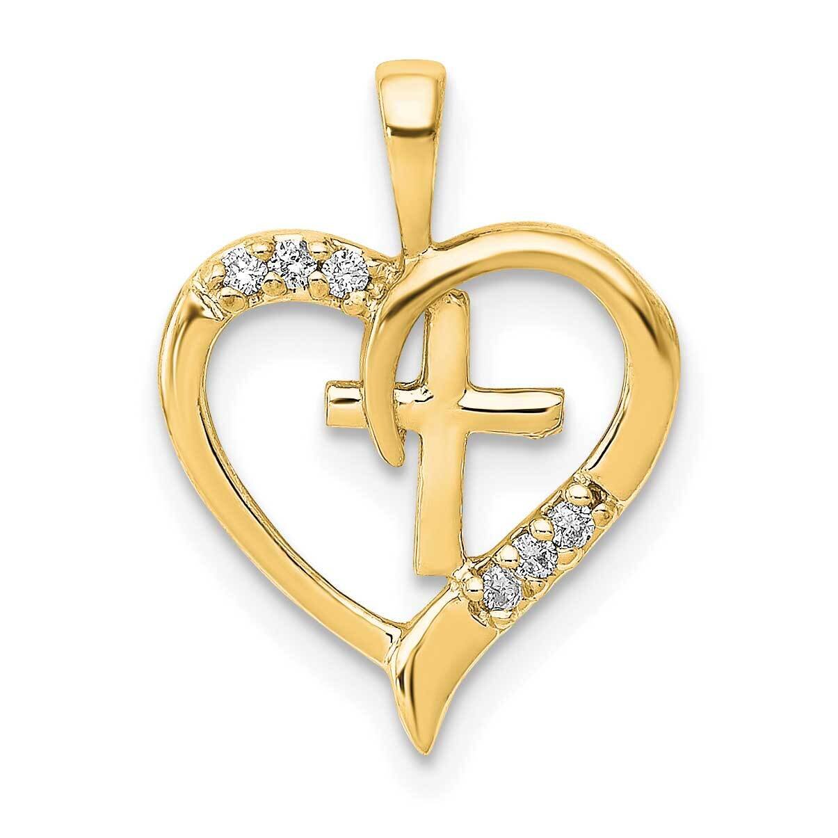 Heart &amp; Cross Pendant 14k Gold AA Diamond PM5143-004-YA, MPN: PM5143-004-YA, 883957236582