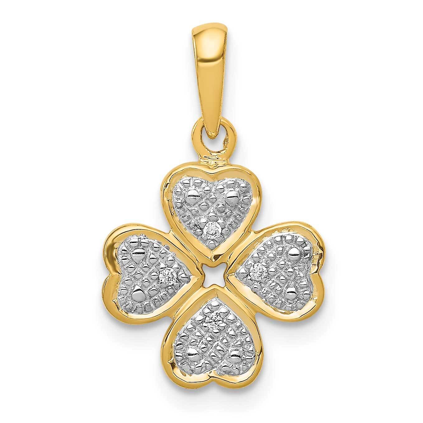 .02Ct.Diamond Four Leaf Clover Pendant 14k Gold PM5151-002-YA, MPN: PM5151-002-YA, 883957824819
