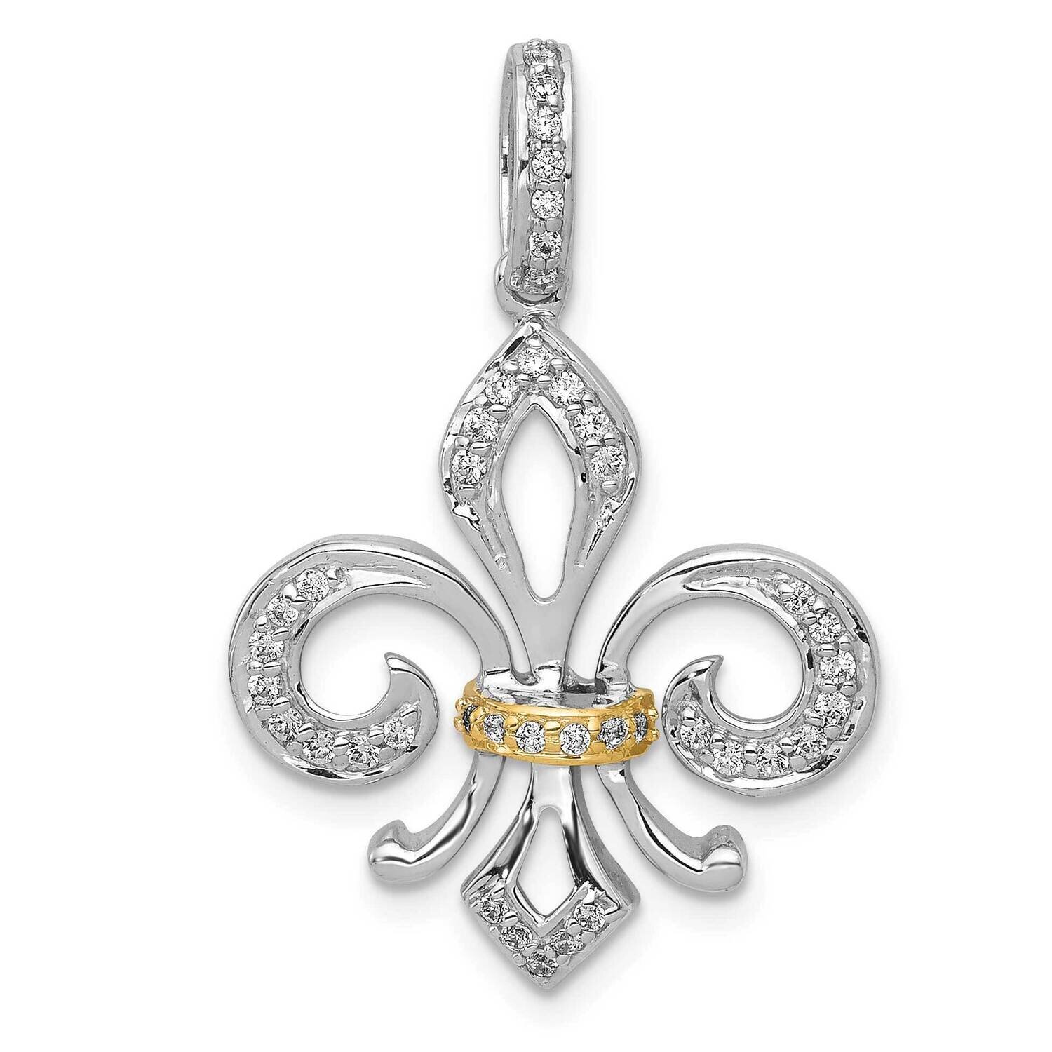 Diamond Fleur De Lis Pendant 14k Two-Tone Gold PM5156-020-WYA, MPN: PM5156-020-WYA, 191101543463