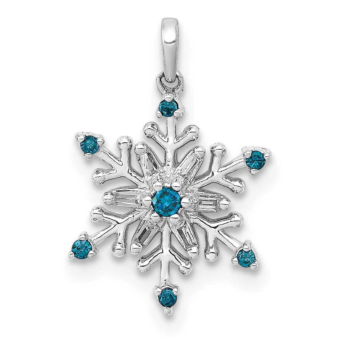 1/10Ct. Blue & White Diamond Snowflake Pendant 14k White Gold PM5161-BD-010-WA
