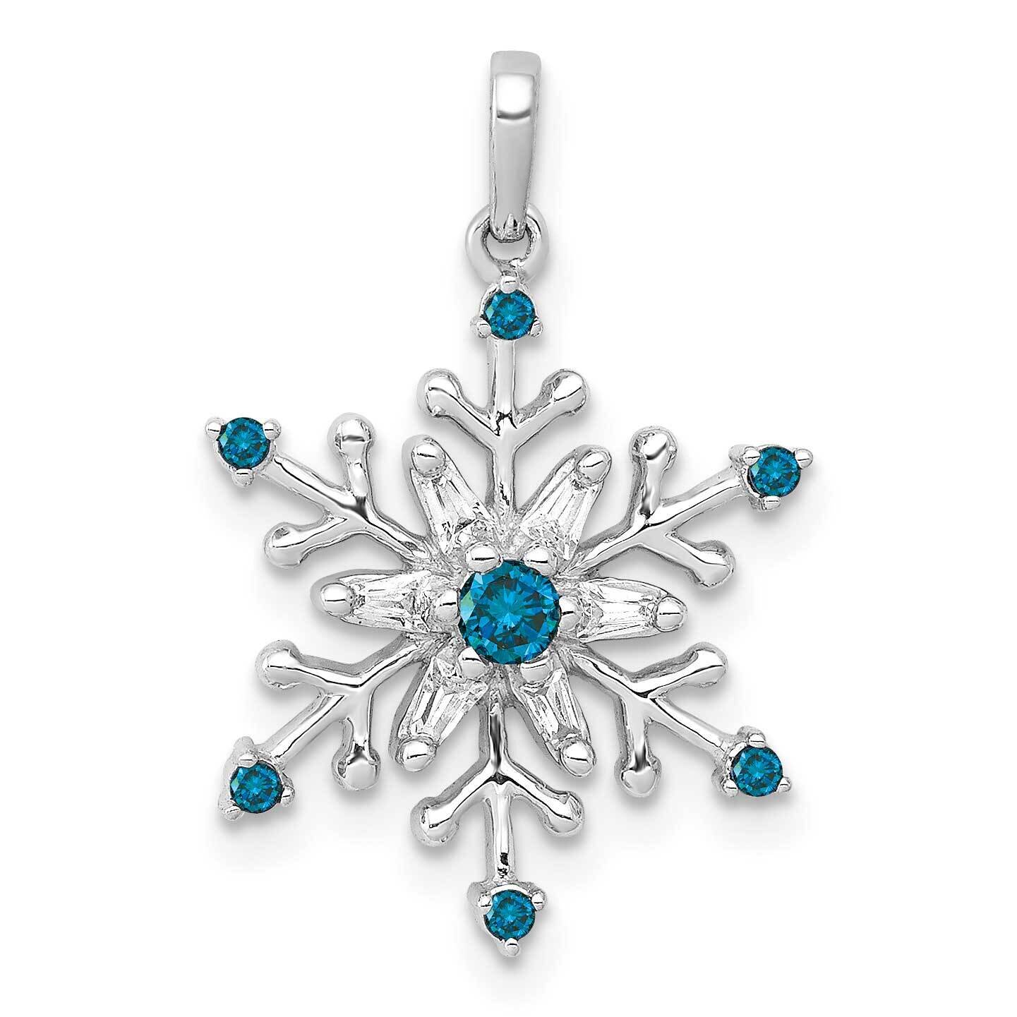 1/6Ct. Blue & White Diamond Snowflake Pendant 14k White Gold PM5161-BD-016-WA