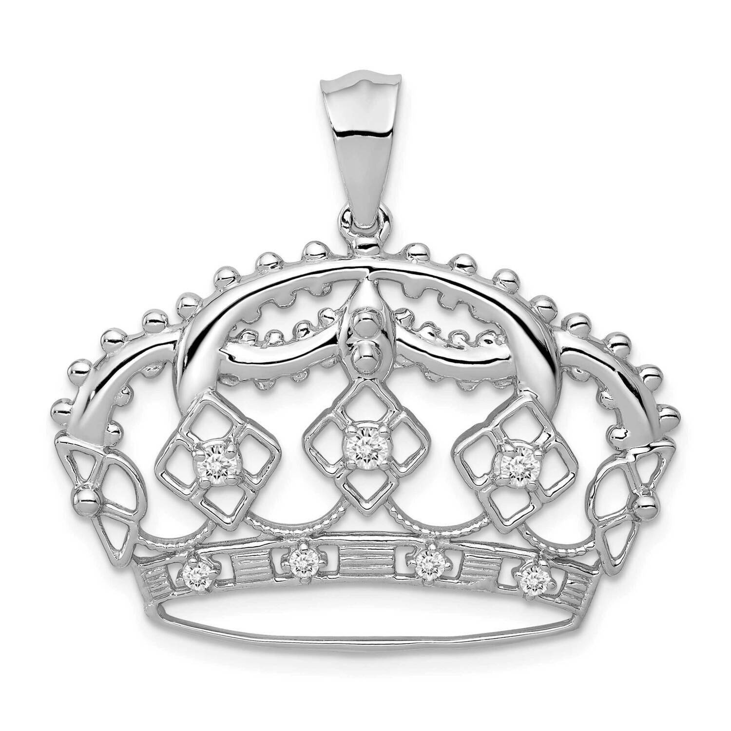 Crown Pendant 14k White Gold Diamond PM5203-020-WA, MPN: PM5203-020-WA, 191101635229