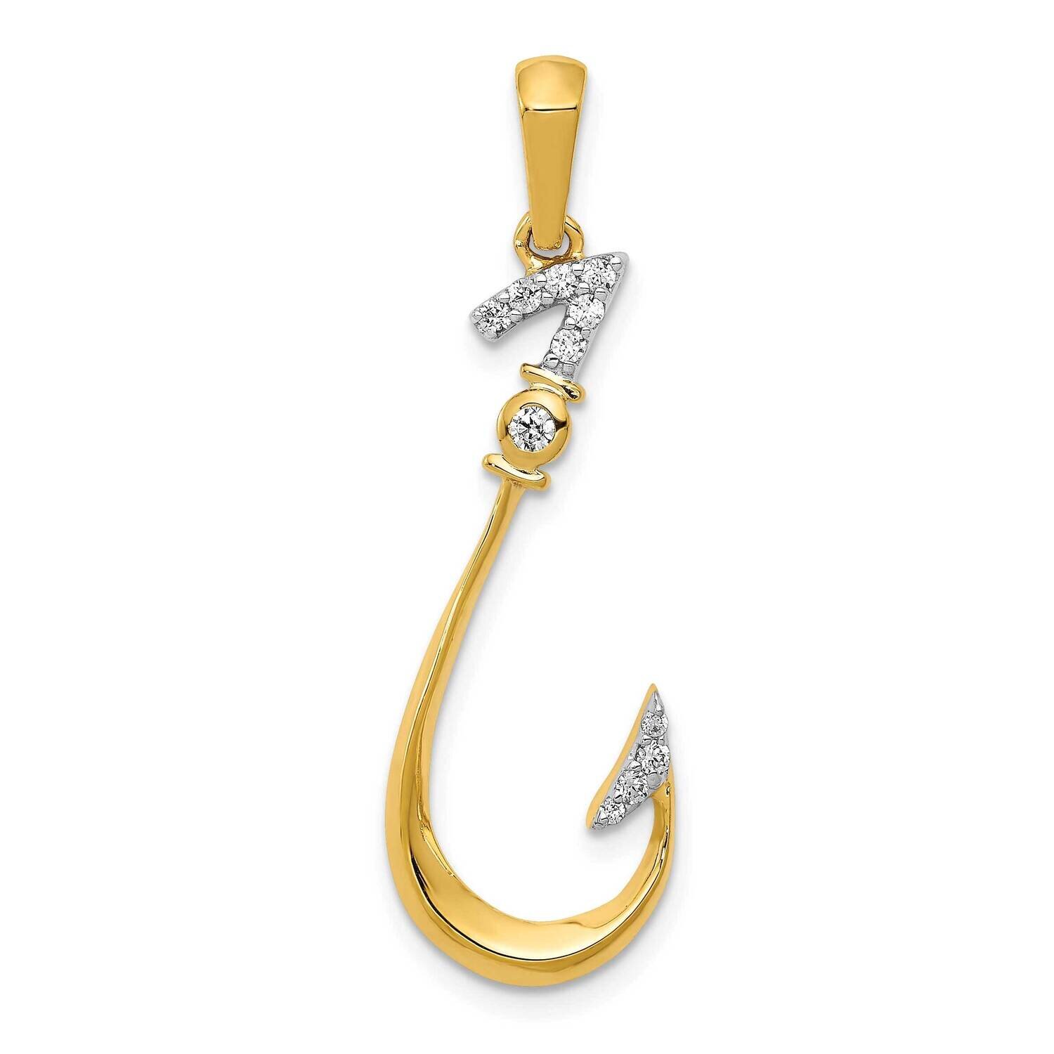 Fish Hook Pendant 14k Gold Diamond PM5210-013-YA