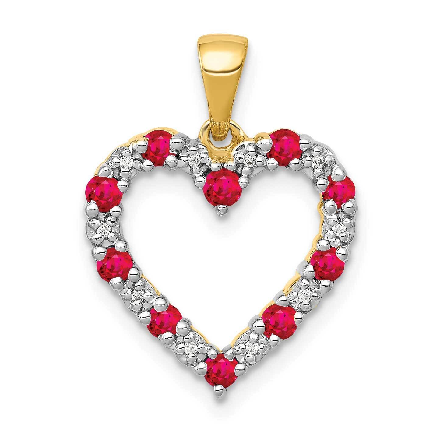 .35 Ruby Heart Pendant 14k Gold Diamond PM5270-RU-003-YA, MPN: PM5270-RU-003-YA, 883957214108