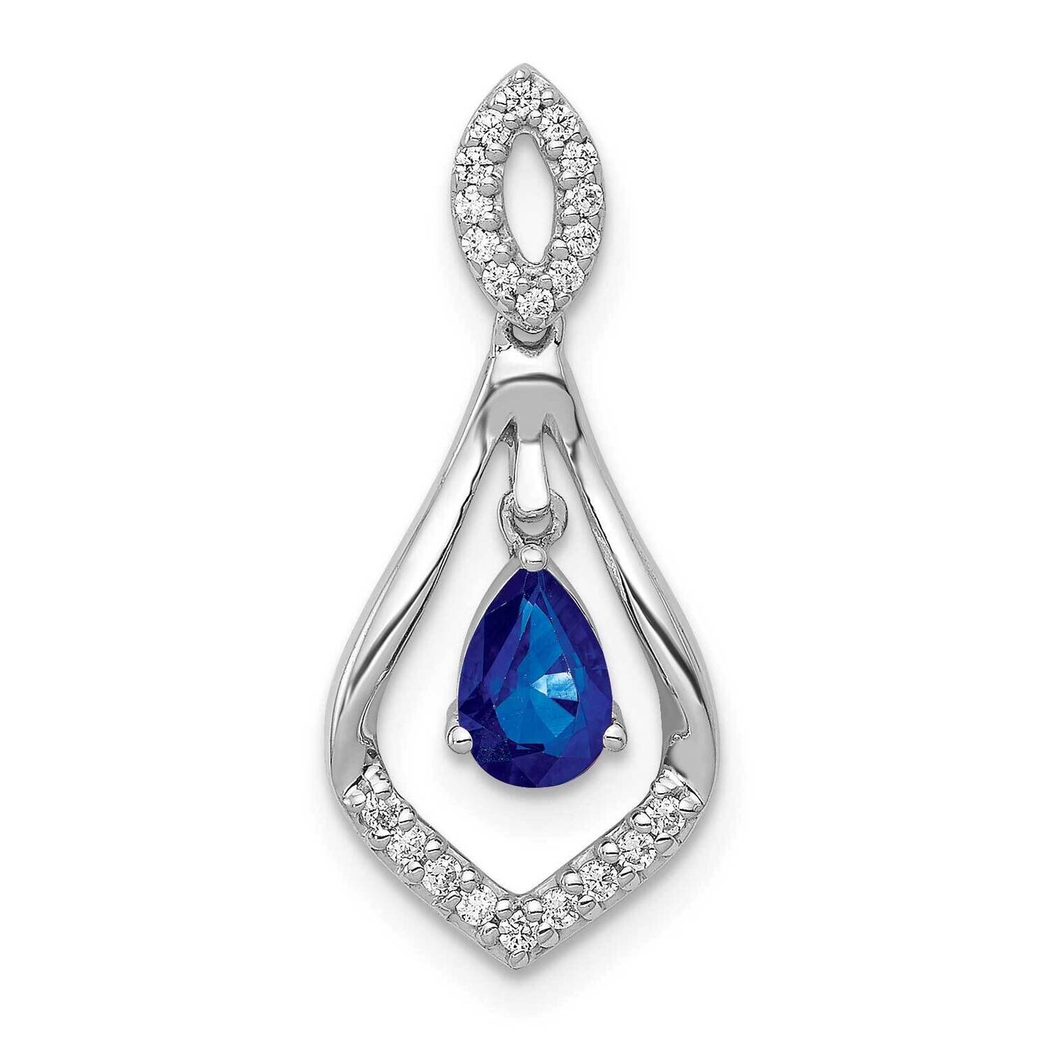 Sapphire Teardrop Dangle Pendant 14k White Gold Diamond PM5281-SA-013-WA, MPN: PM5281-SA-013-WA, 88…